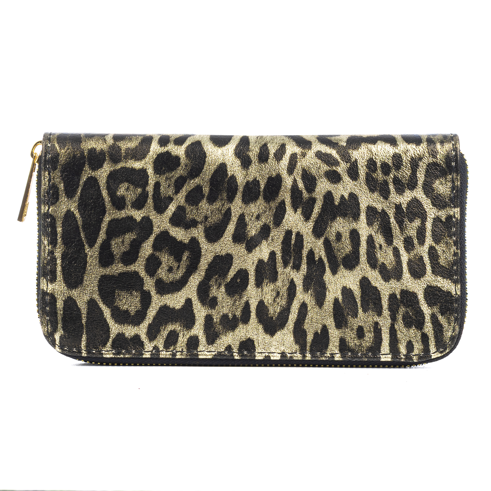 FIRENZE ARTEGIANI Avegno cartera mujer, de piel auténtica Gamuza con estampado animal print leopardo lacada brillante. Fabricado en Italia 19,5x2,5x10,5 Cm. Color: Leopardo - 1