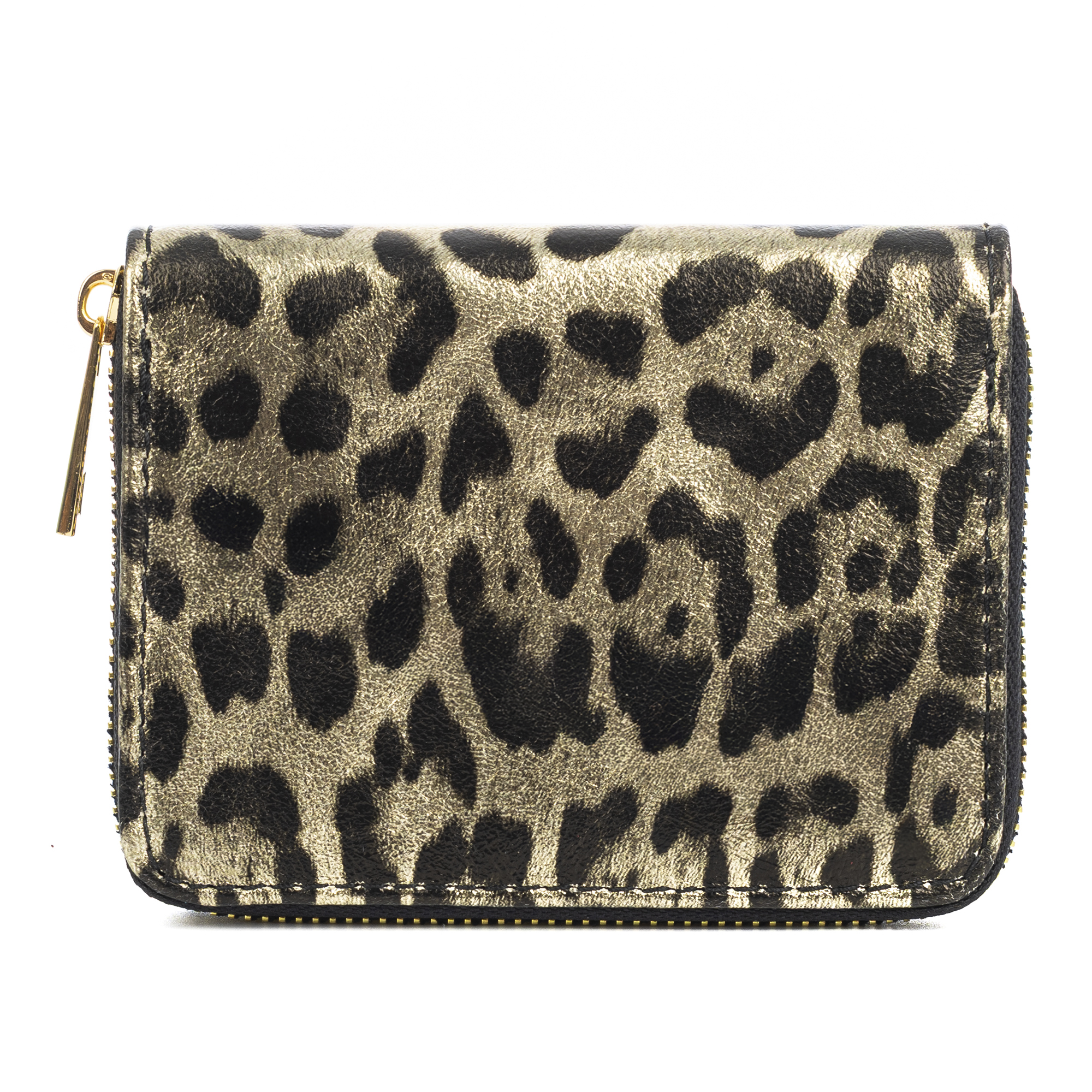 FIRENZE ARTEGIANI Avelengo cartera mujer, de piel auténtica Gamuza con estampado animal print leopardo lacada brillante. Fabricado en Italia 13,5x2,5x10,5 Cm. Color: Leopardo - 1