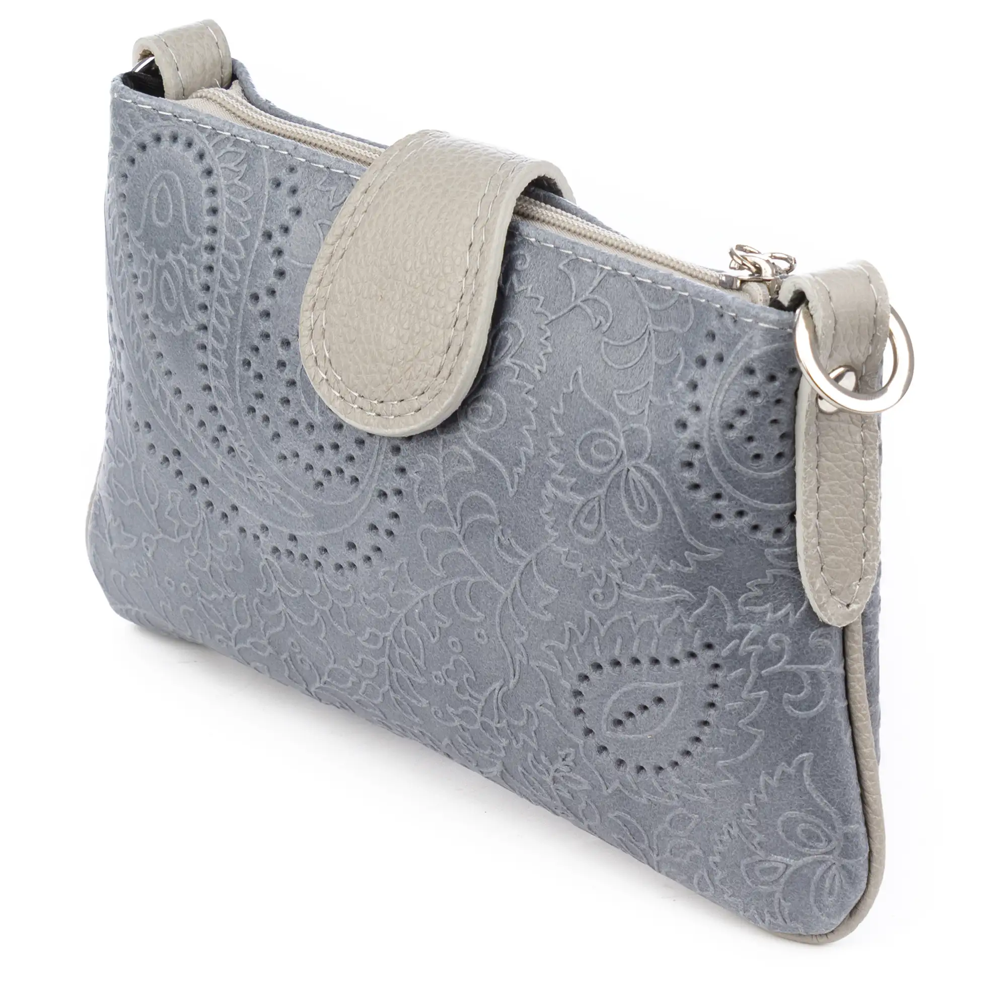 Allerona Bolso de mano Mujer.Piel auténtica Gamuza Grabado Arabesco.
