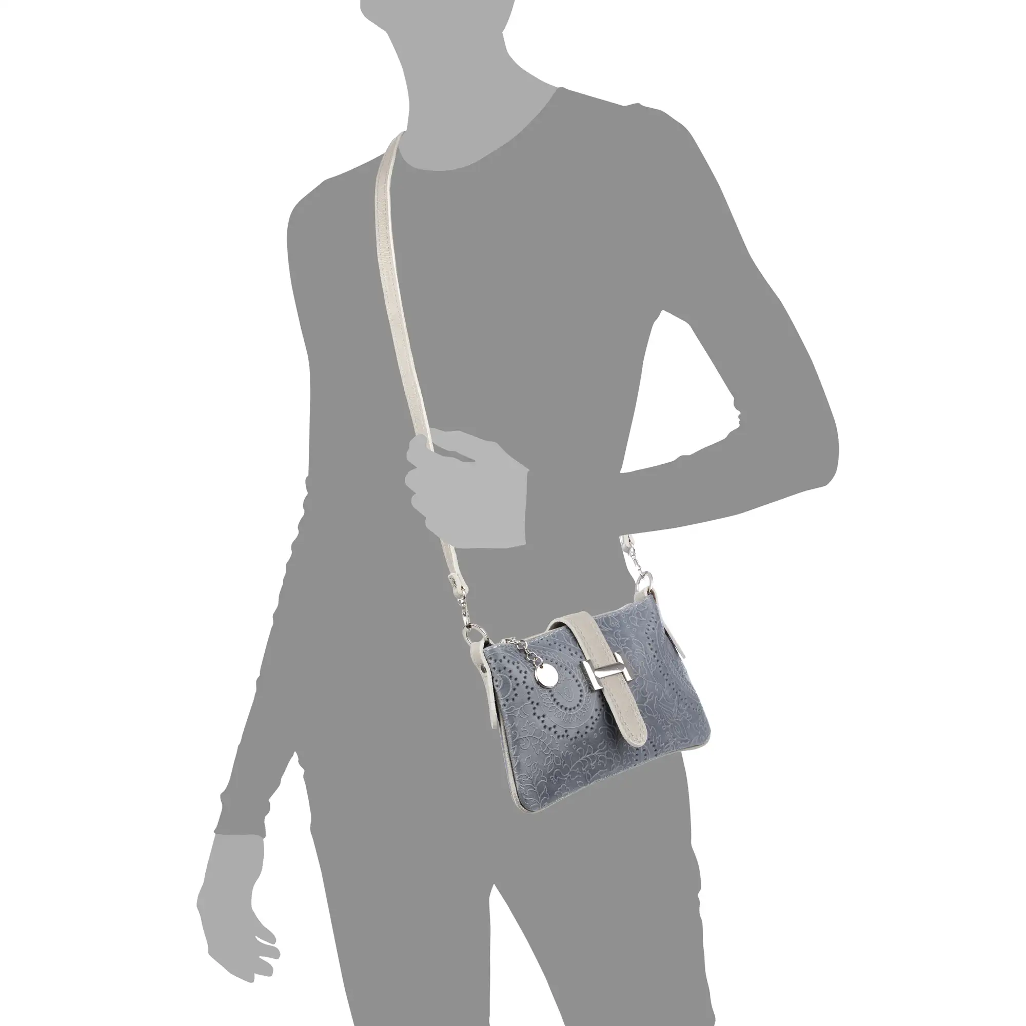 Allerona Bolso de mano Mujer.Piel auténtica Gamuza Grabado Arabesco.