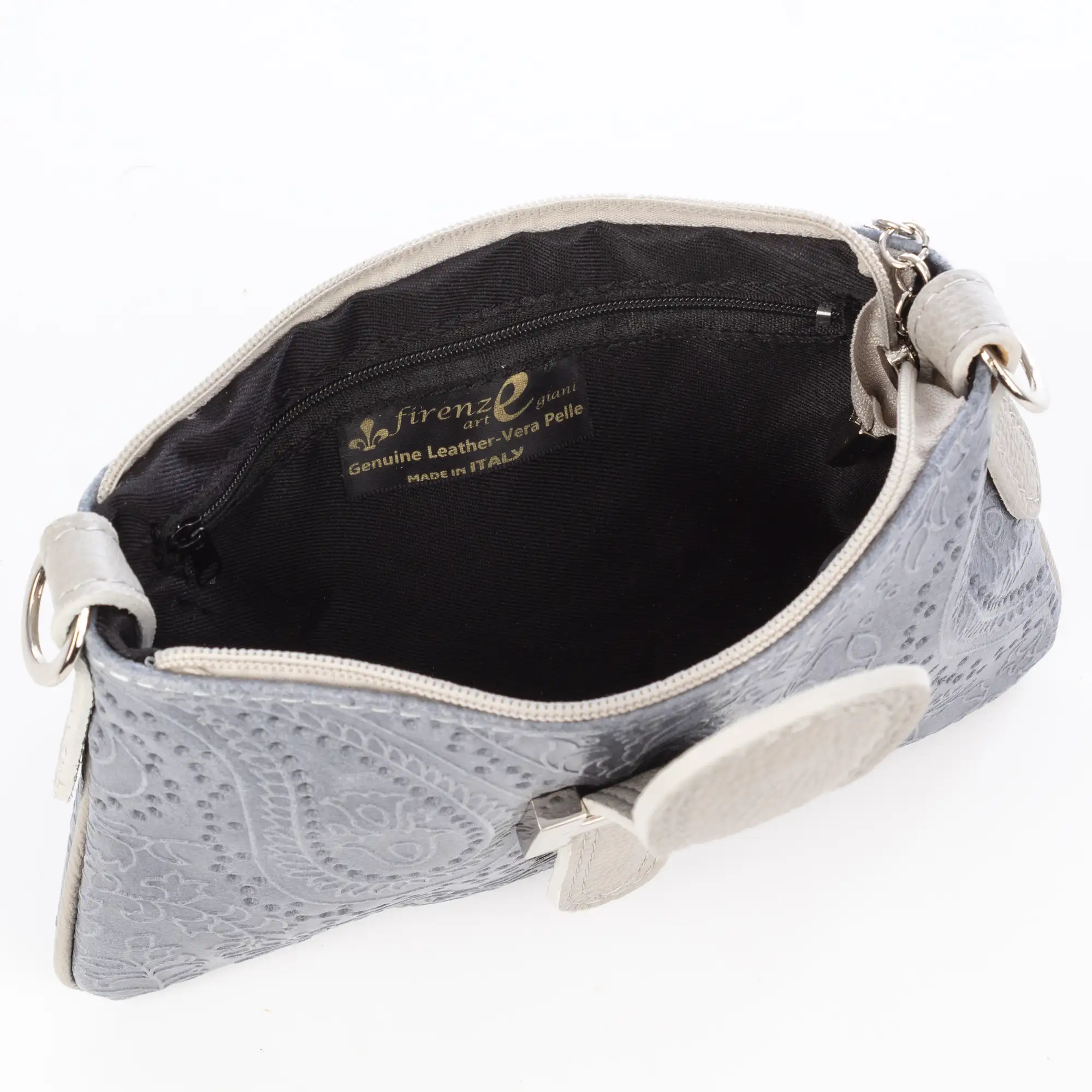 Allerona Bolso de mano Mujer.Piel auténtica Gamuza Grabado Arabesco.