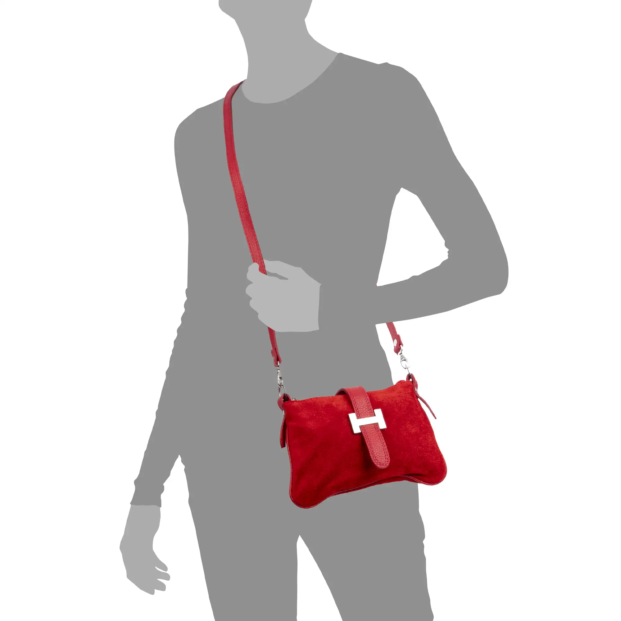 Allerona Bolso de mano Mujer.Piel auténtica Gamuza Dollaro 
