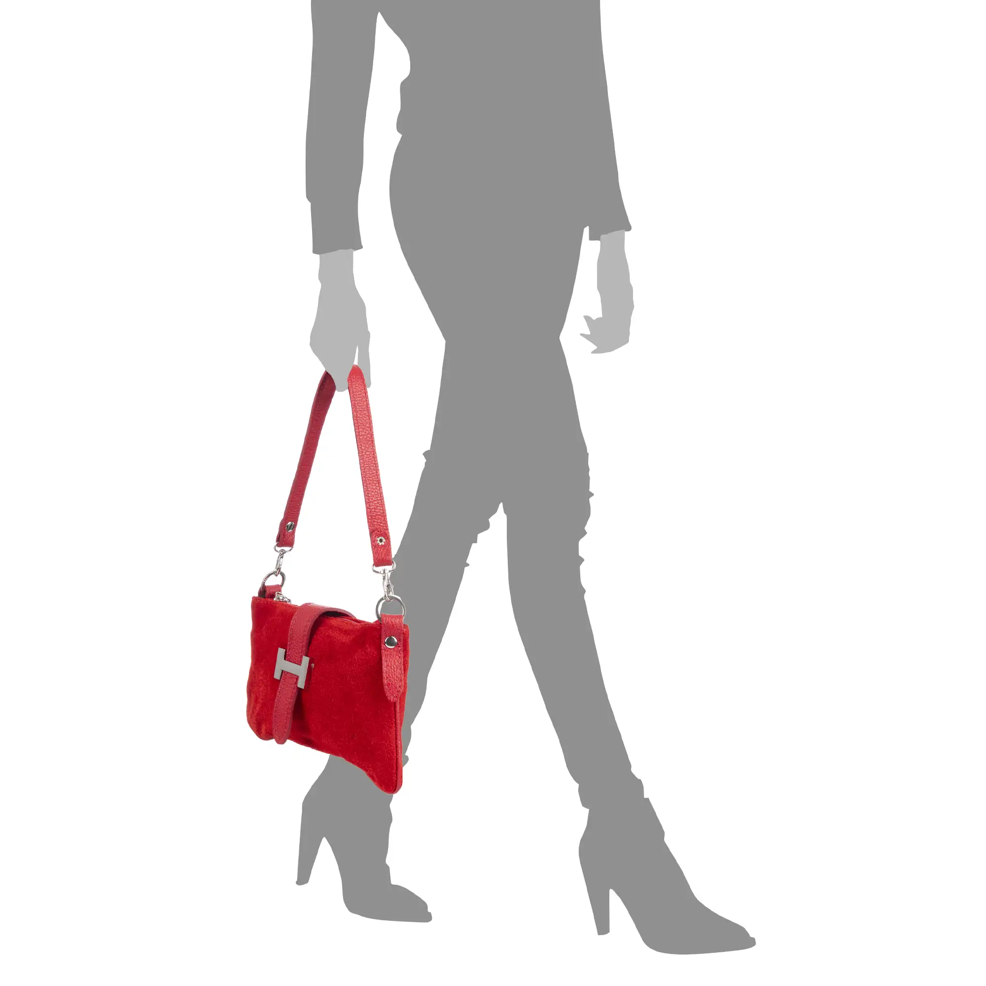 Allerona Bolso de mano Mujer.Piel auténtica Gamuza Dollaro 