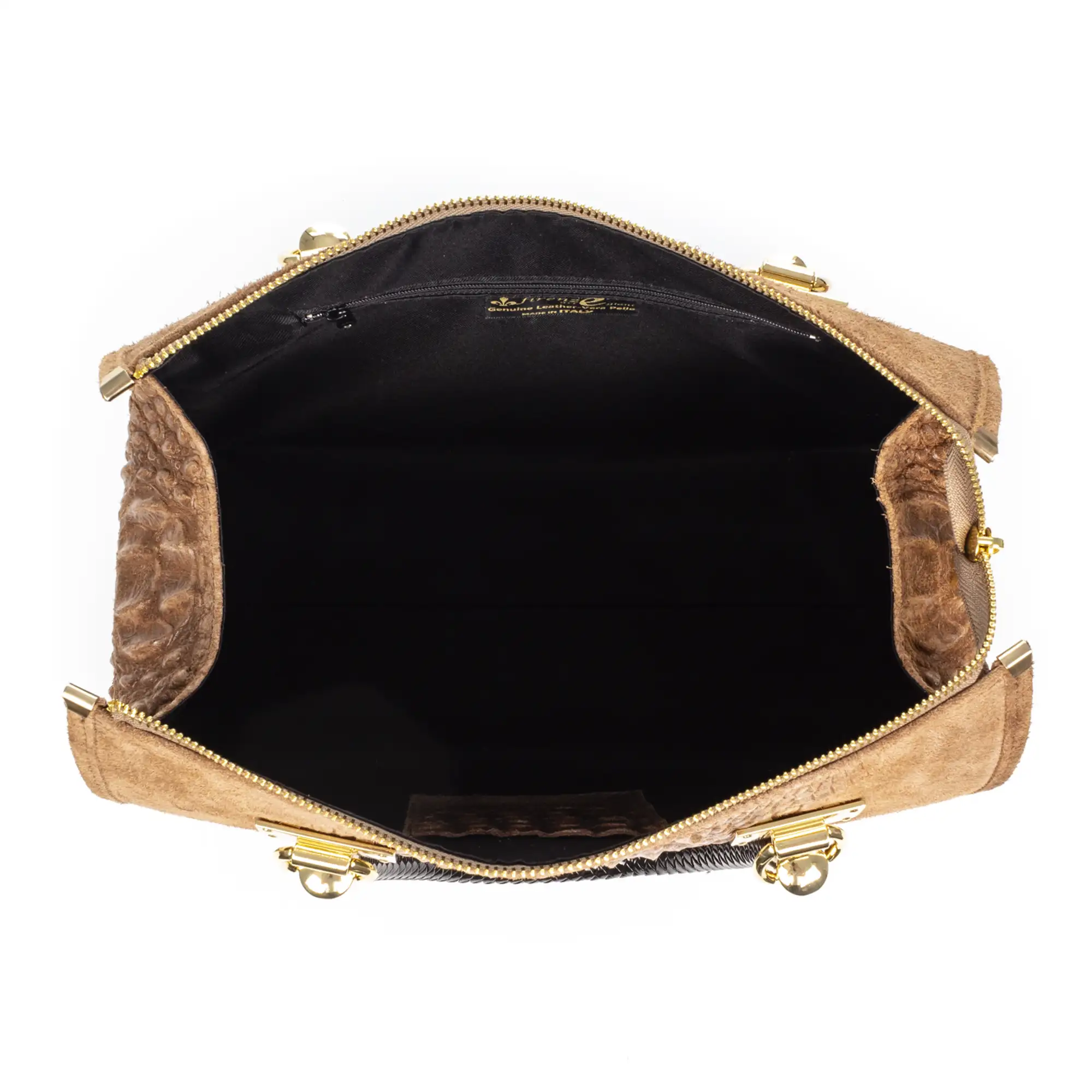 Anacapri Bolso tote Mujer. Piel auténtica Gamuza Grabado Cocodrilo.