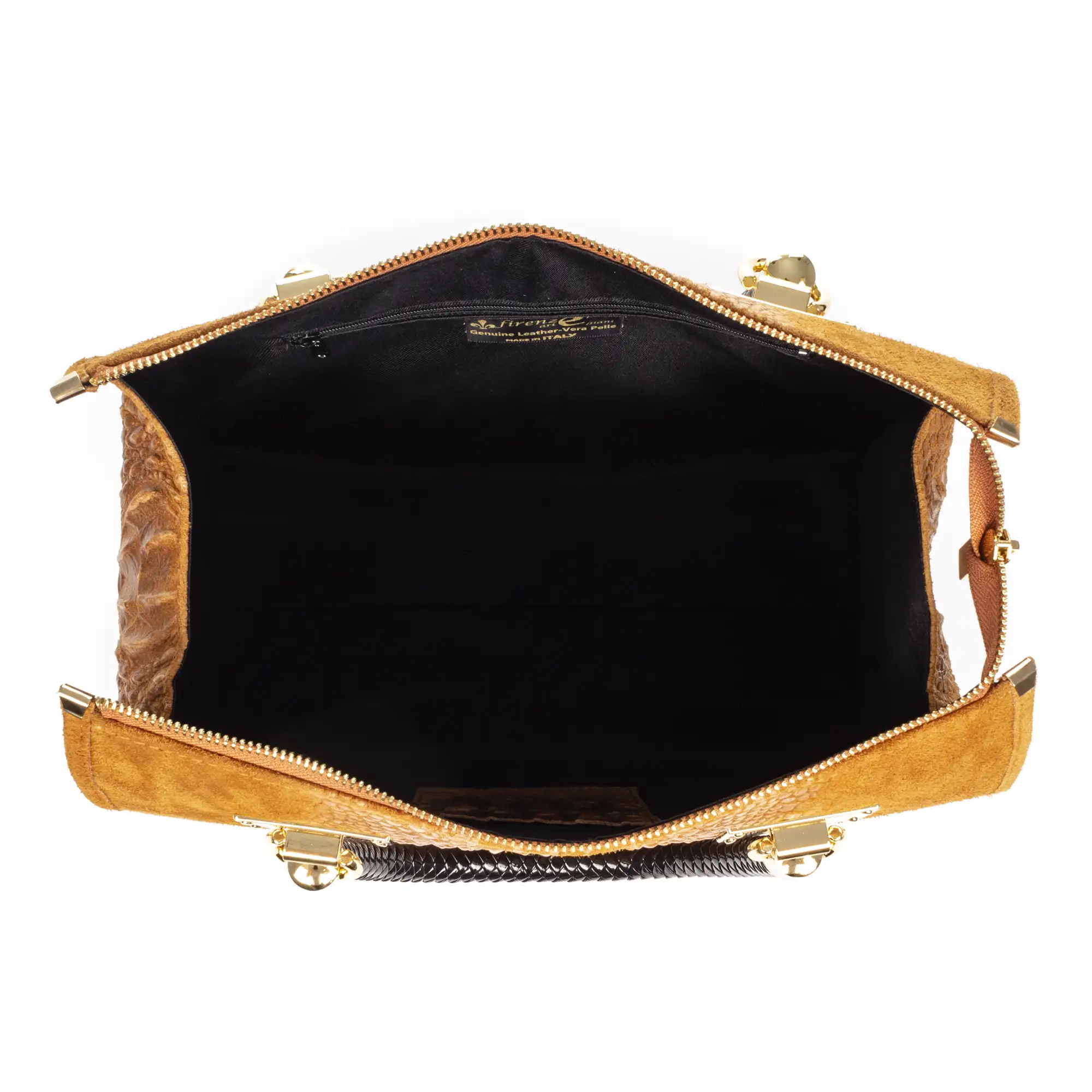 Anacapri Bolso tote Mujer. Piel auténtica Gamuza Grabado Cocodrilo.