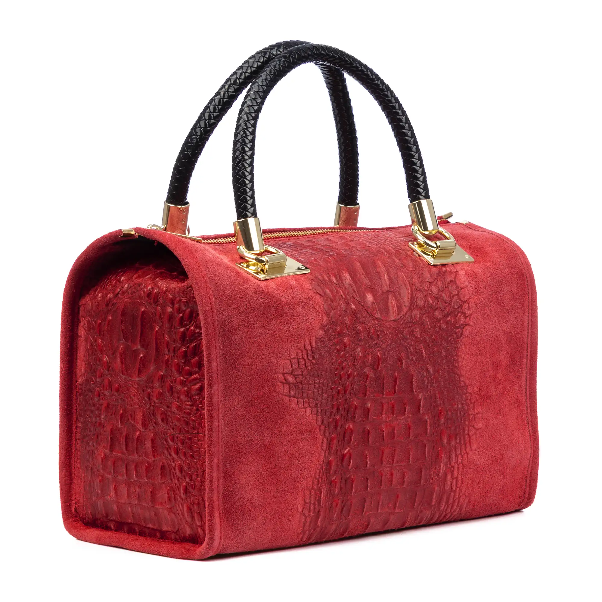 Anacapri Bolso tote Mujer. Piel auténtica Gamuza Grabado Cocodrilo.