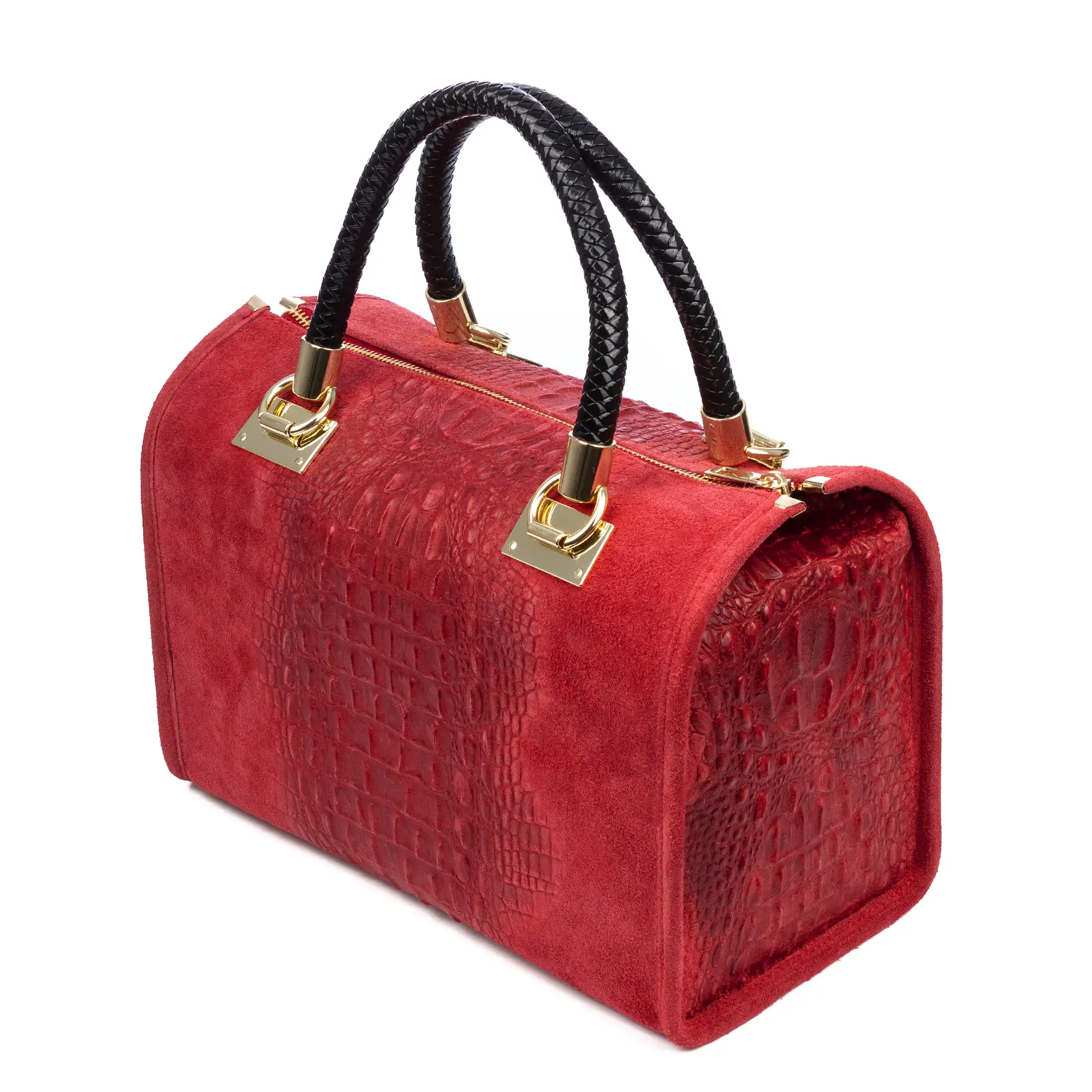 Anacapri Bolso tote Mujer. Piel auténtica Gamuza Grabado Cocodrilo.