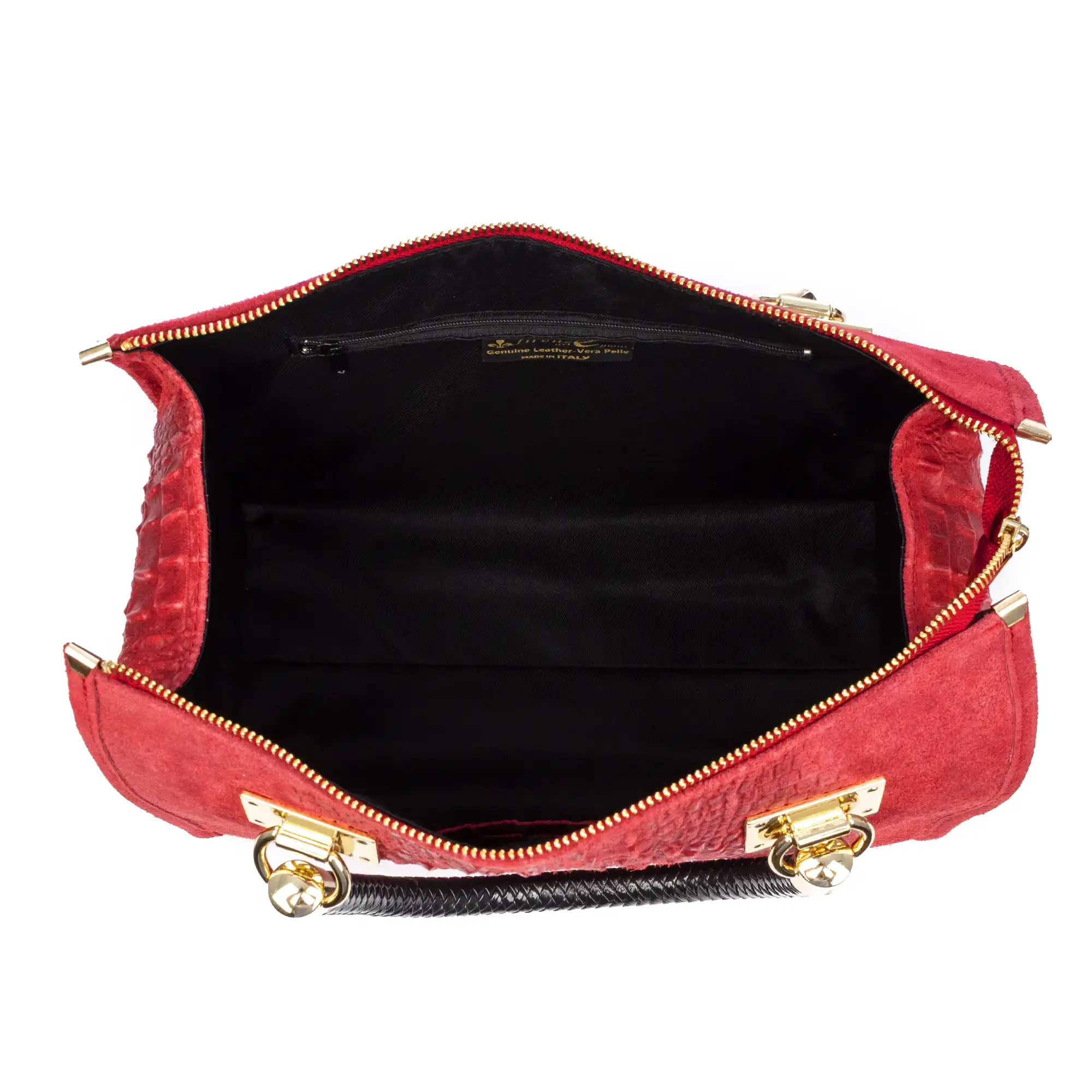 Anacapri Bolso tote Mujer. Piel auténtica Gamuza Grabado Cocodrilo.