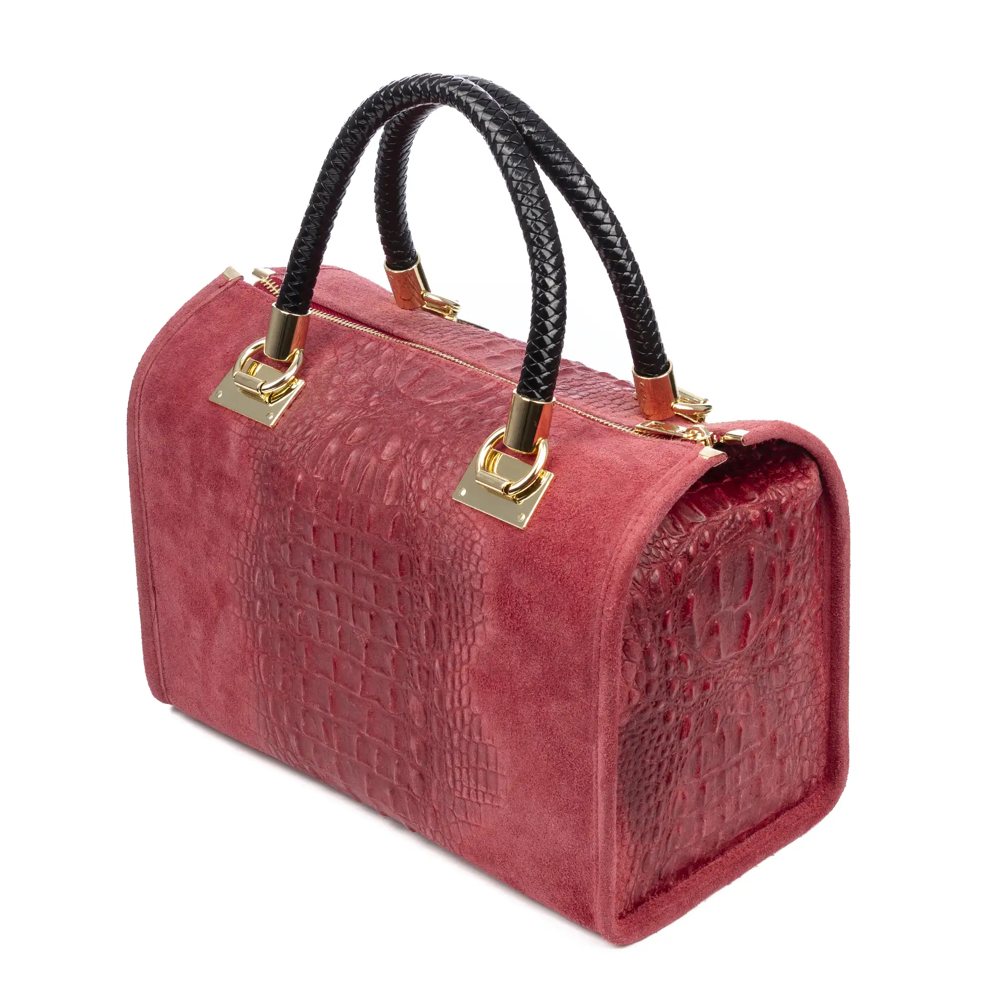 Anacapri Bolso tote Mujer. Piel auténtica Gamuza Grabado Cocodrilo.
