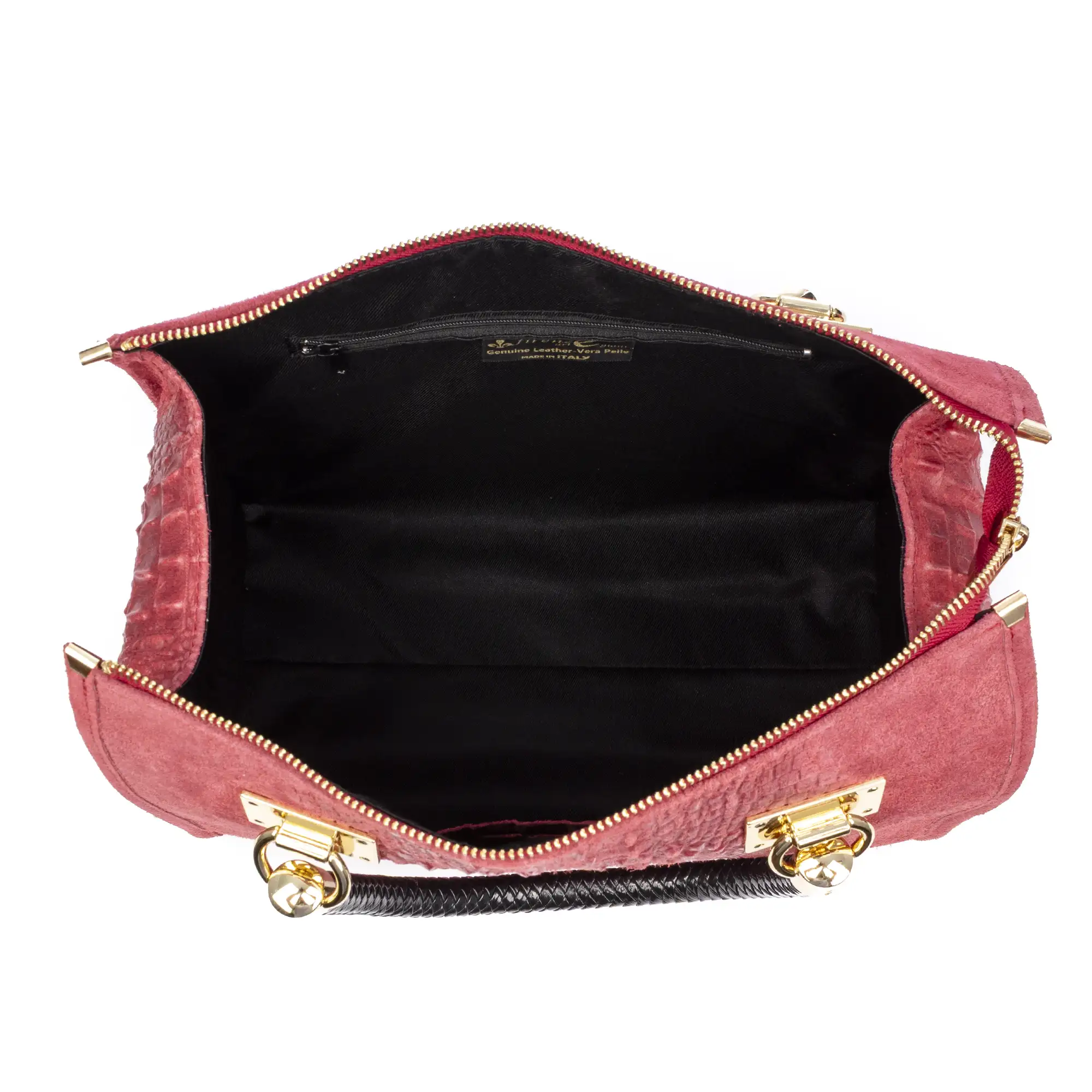Anacapri Bolso tote Mujer. Piel auténtica Gamuza Grabado Cocodrilo.