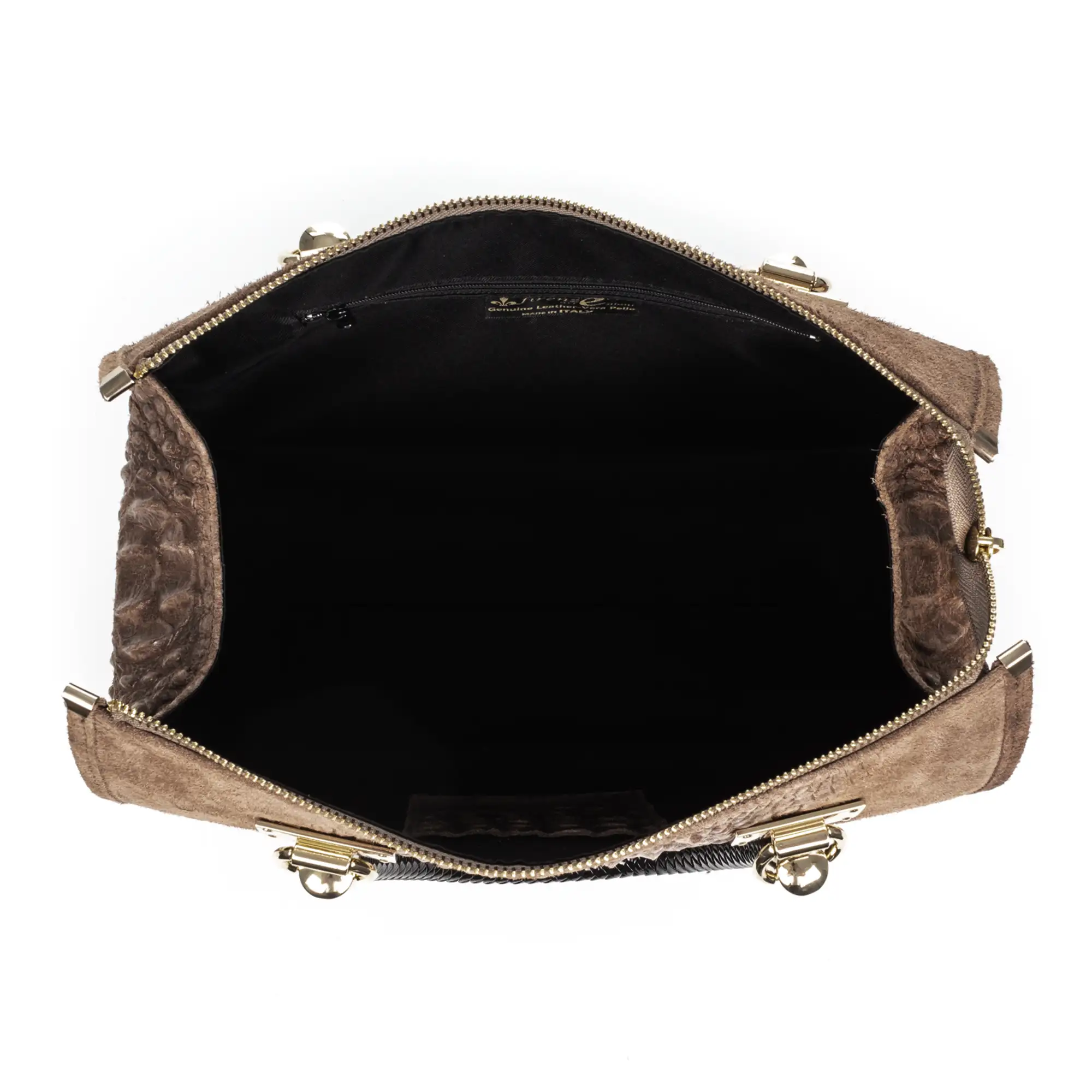 Anacapri bolso tote mujer. Piel auténtica Gamuza Grabado Cocodrilo.