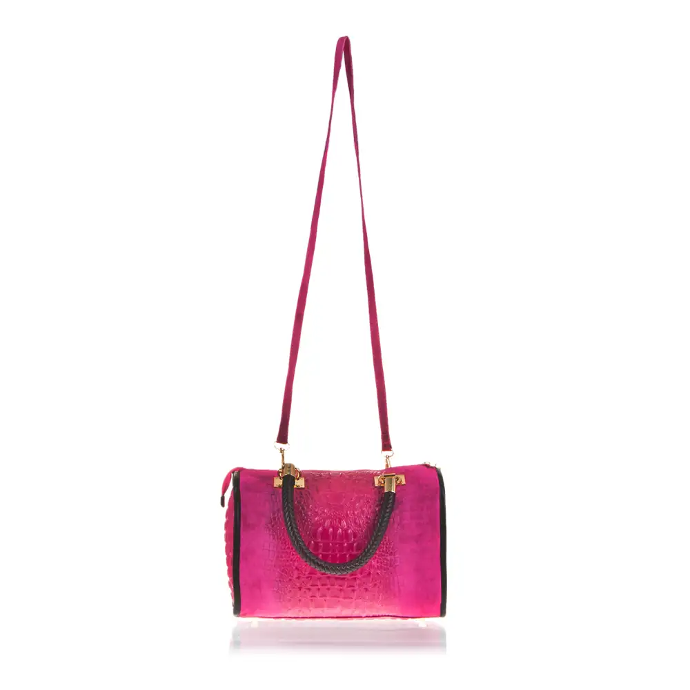 Anacapri Bolso tote Mujer.Piel auténtica Gamuza Grabado Cocodrilo 