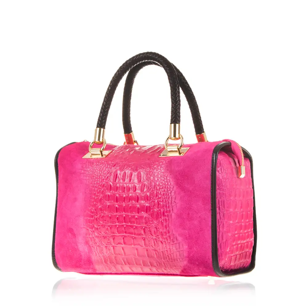 Anacapri Bolso tote Mujer.Piel auténtica Gamuza Grabado Cocodrilo 