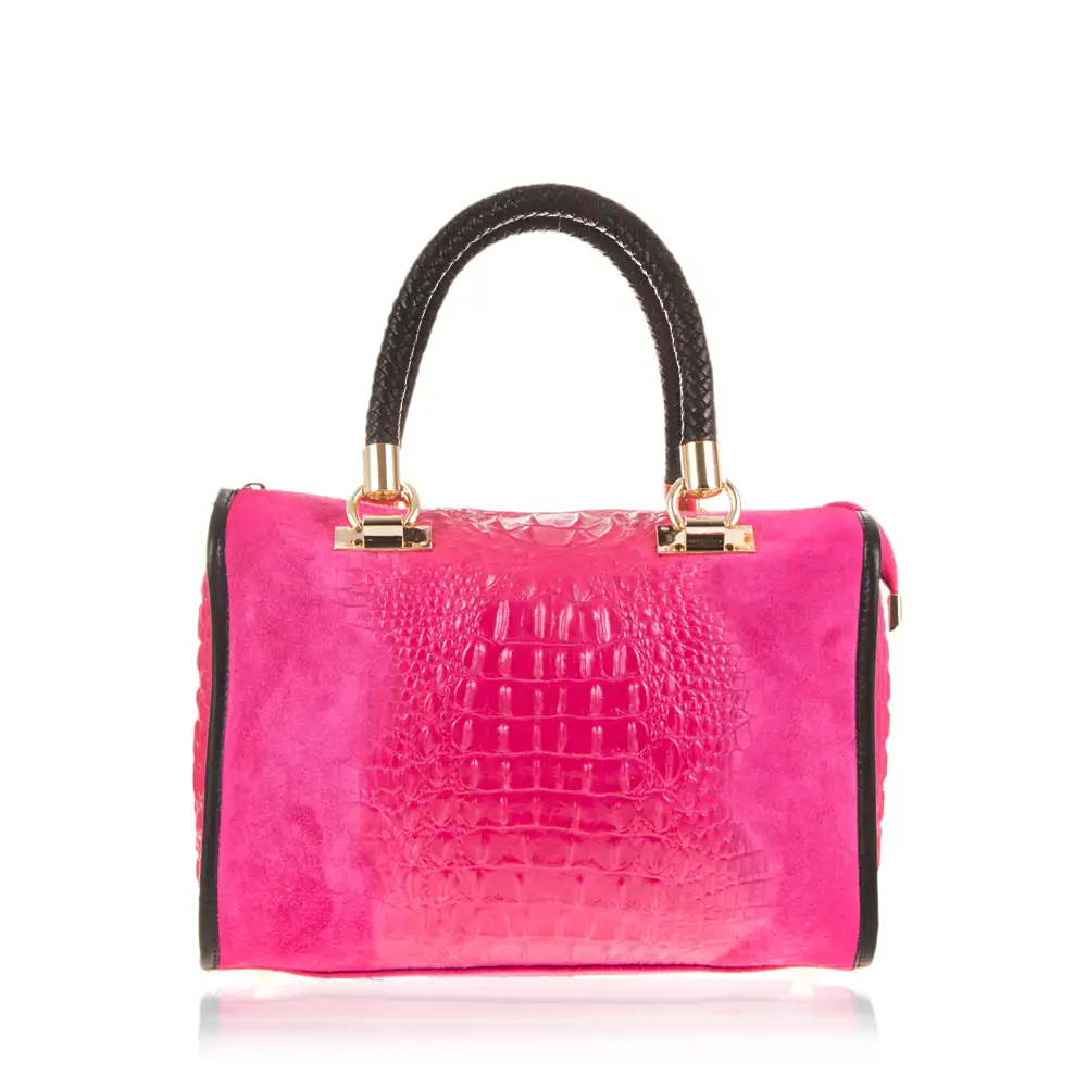 Anacapri Bolso tote Mujer.Piel auténtica Gamuza Grabado Cocodrilo 