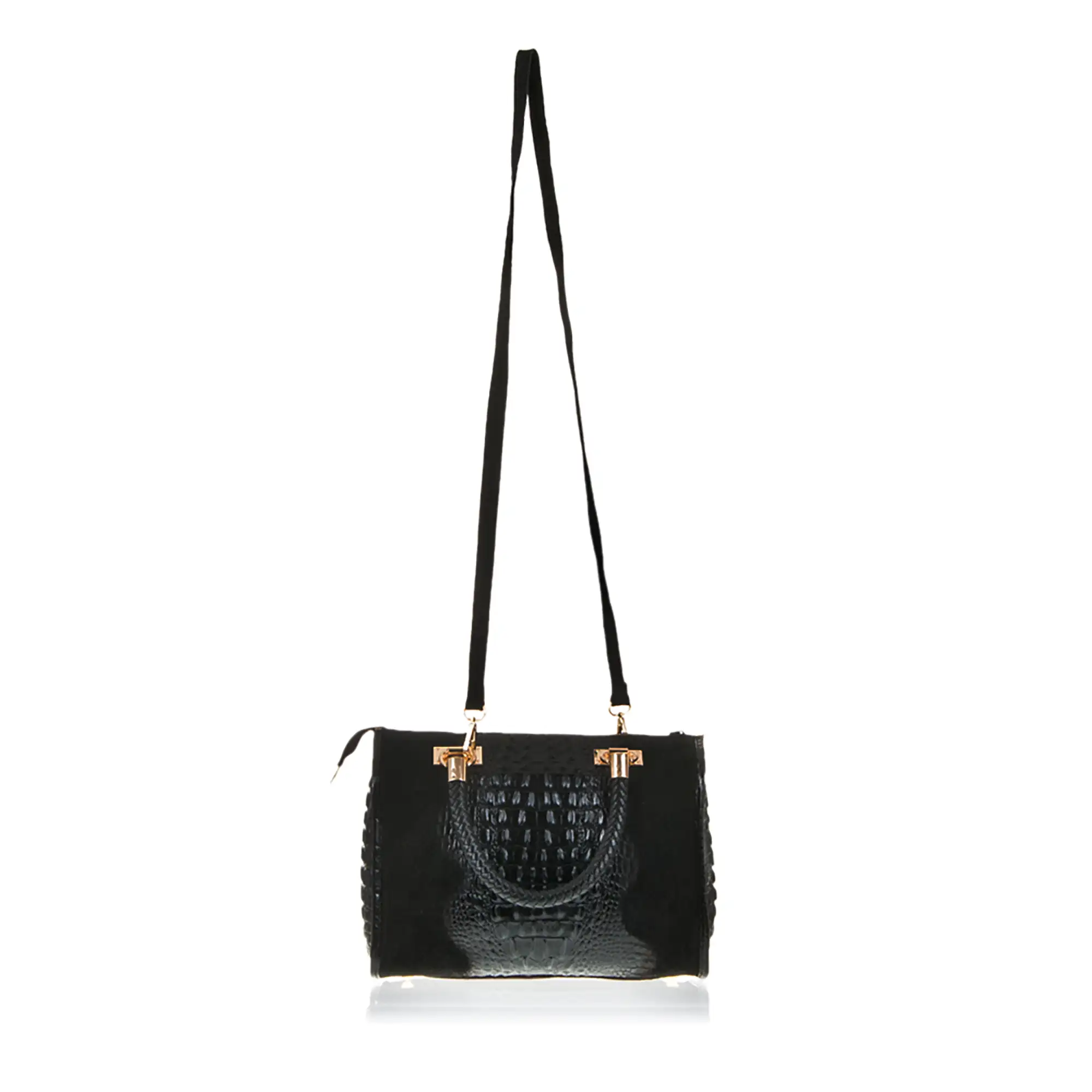 Anacapri Bolso tote Mujer.Piel auténtica Gamuza Grabado Cocodrilo 