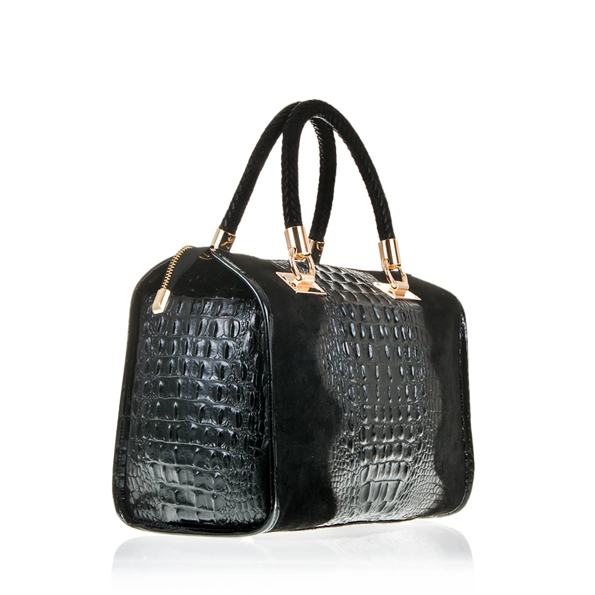 Anacapri Bolso tote Mujer.Piel auténtica Gamuza Grabado Cocodrilo 