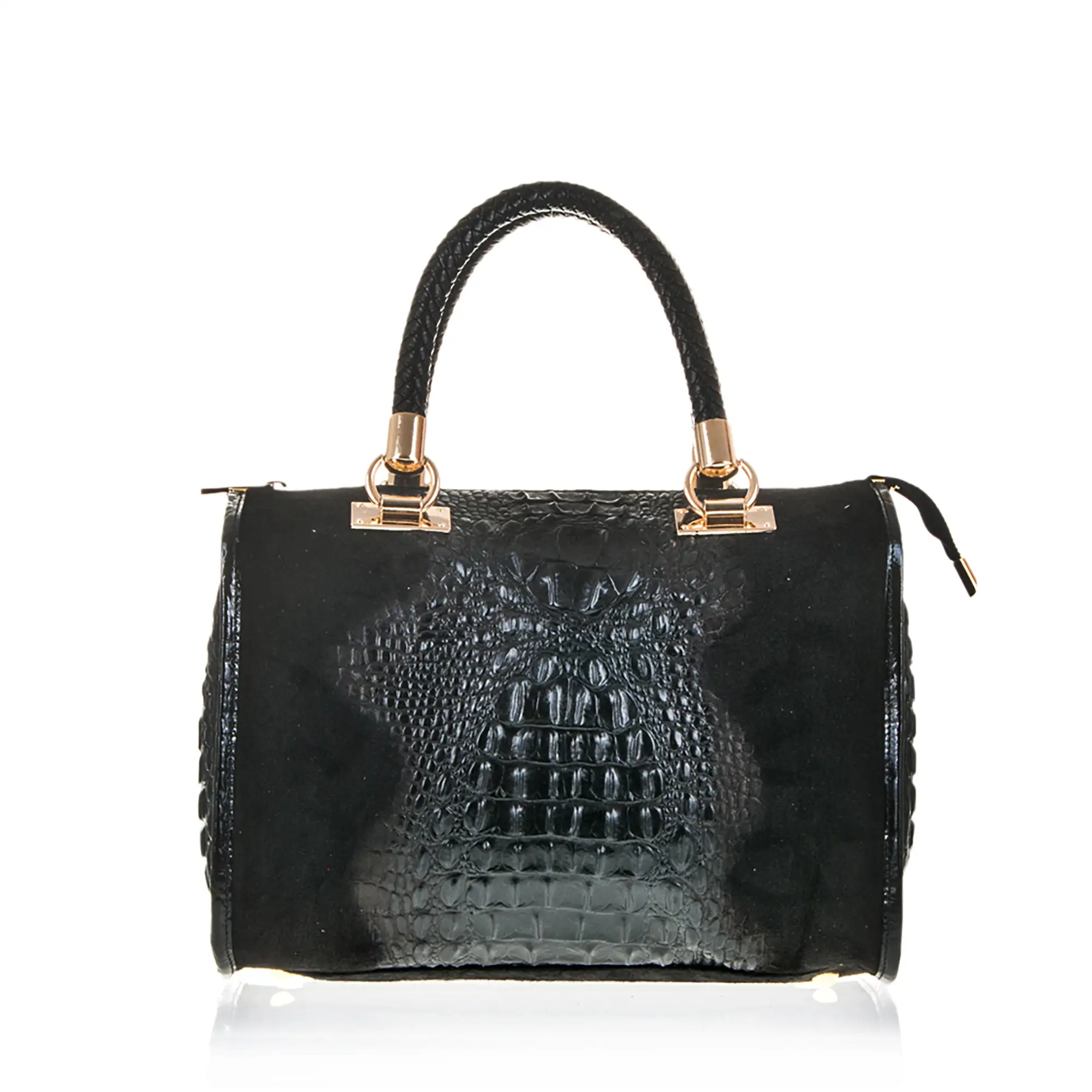 Anacapri Bolso tote Mujer.Piel auténtica Gamuza Grabado Cocodrilo 