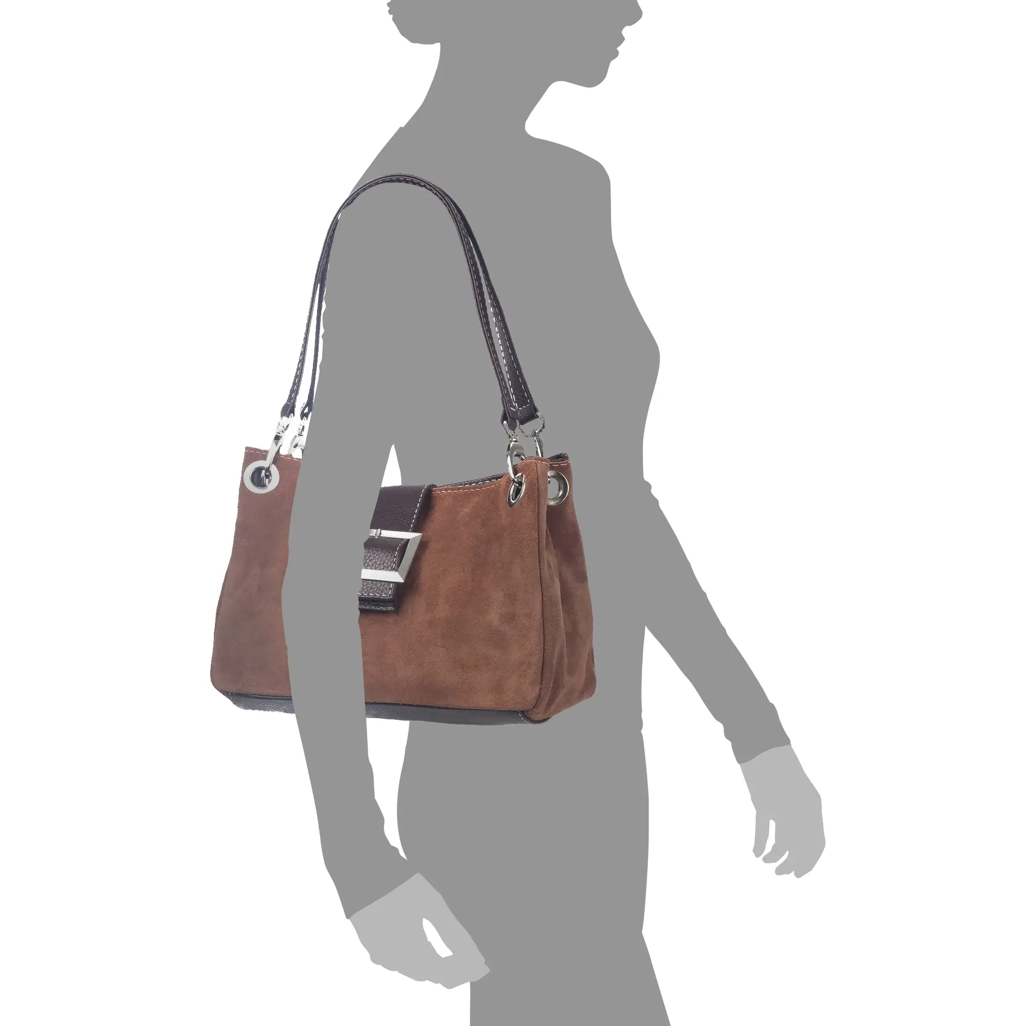 Anzio Bolso de hombro Mujer.Piel auténtica Gamuza  