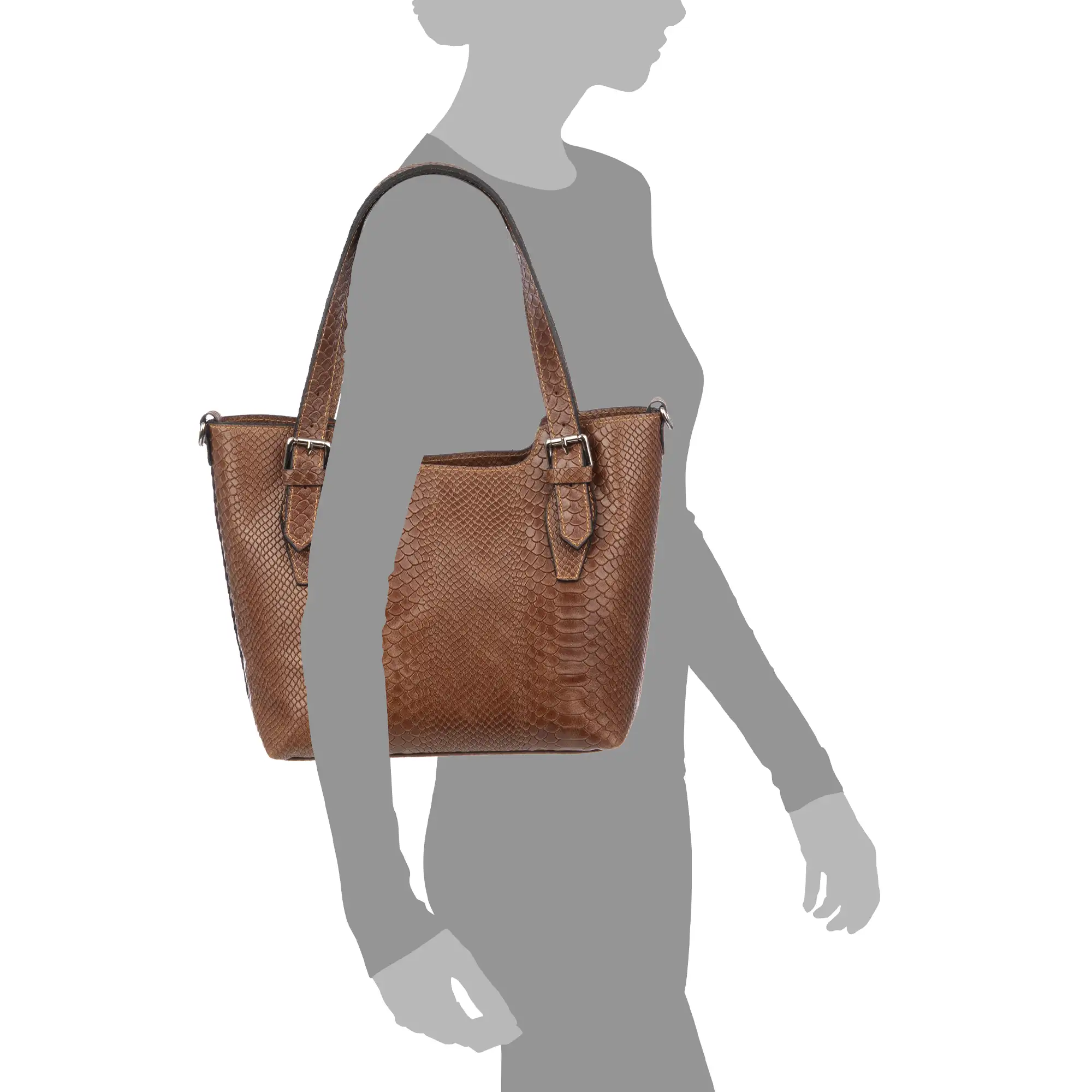 Arezzo Bolso tote Mujer.Piel auténtica Gamuza Grabado Serpiente