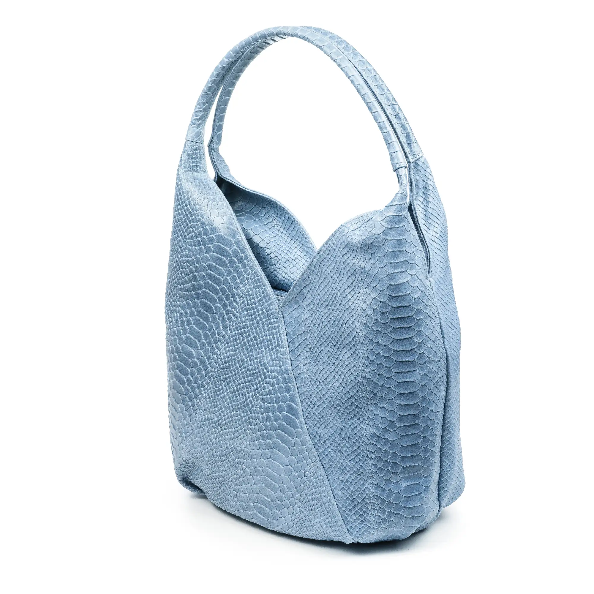 Jesi Bolso de hombro Mujer. Piel auténtica Gamuza Grabado Serpiente.