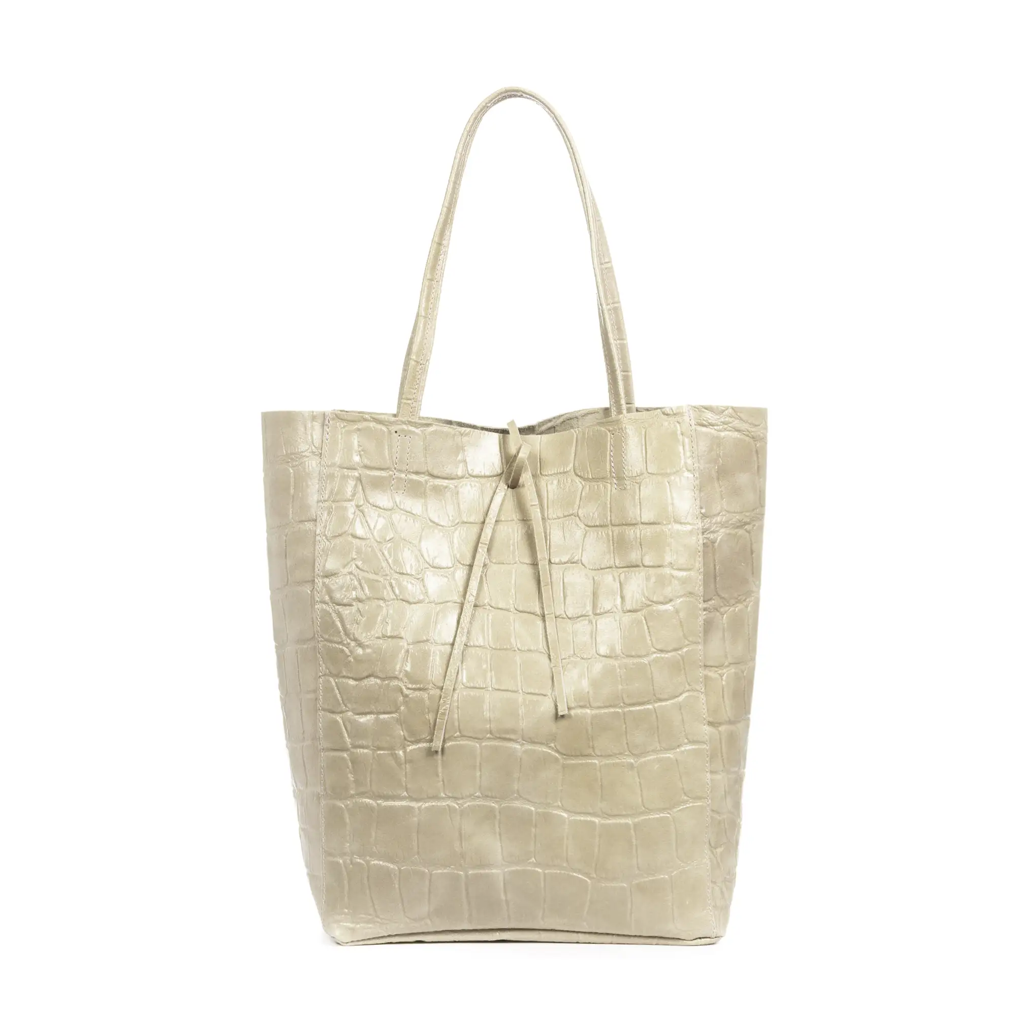 Sefora Bolso Shopper Mujer.Piel auténtica Gamuza Grabado Cocodrilo Grande 