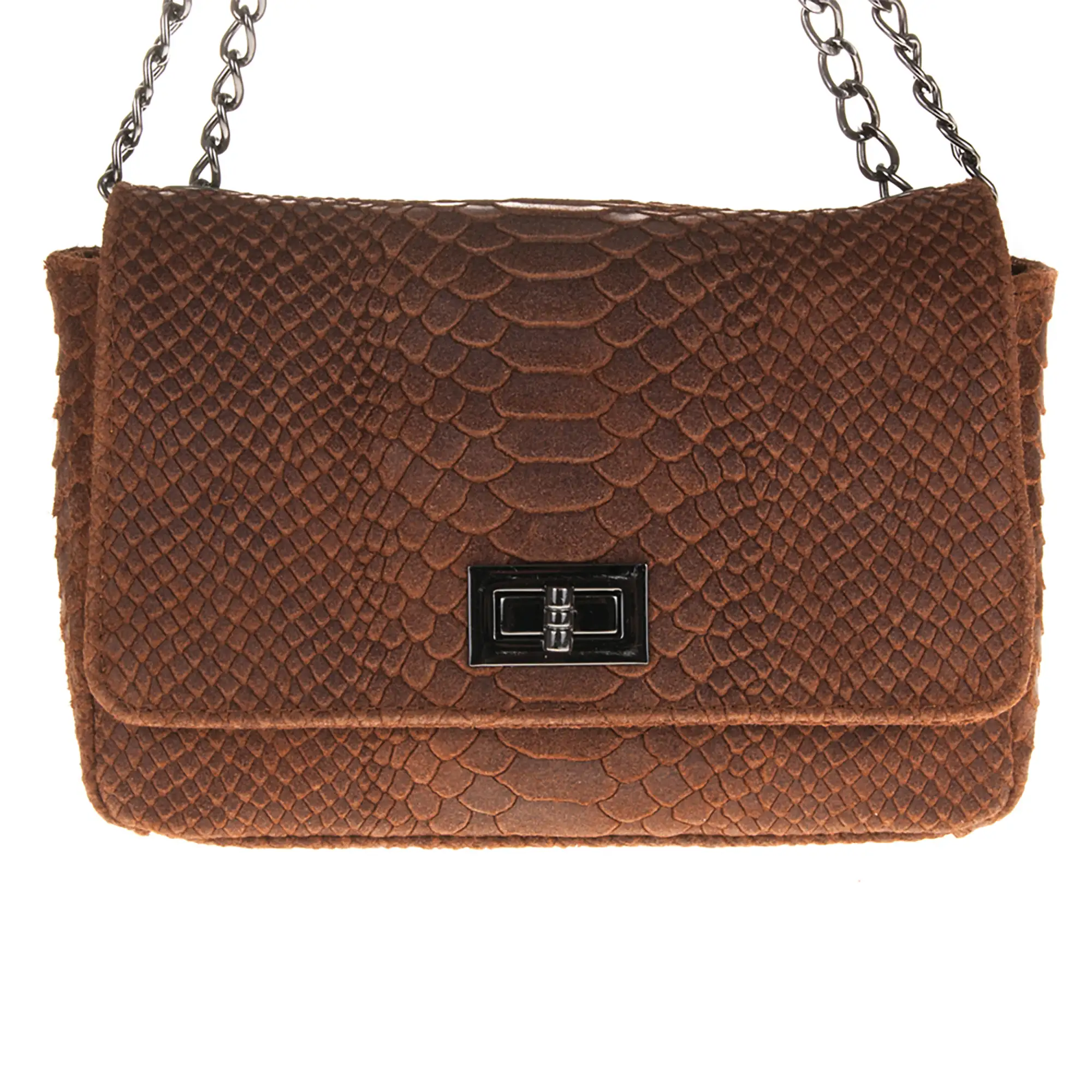 Monteriggioni Bolso bandolera Mujer.Piel auténtica Gamuza Grabado Serpiente 