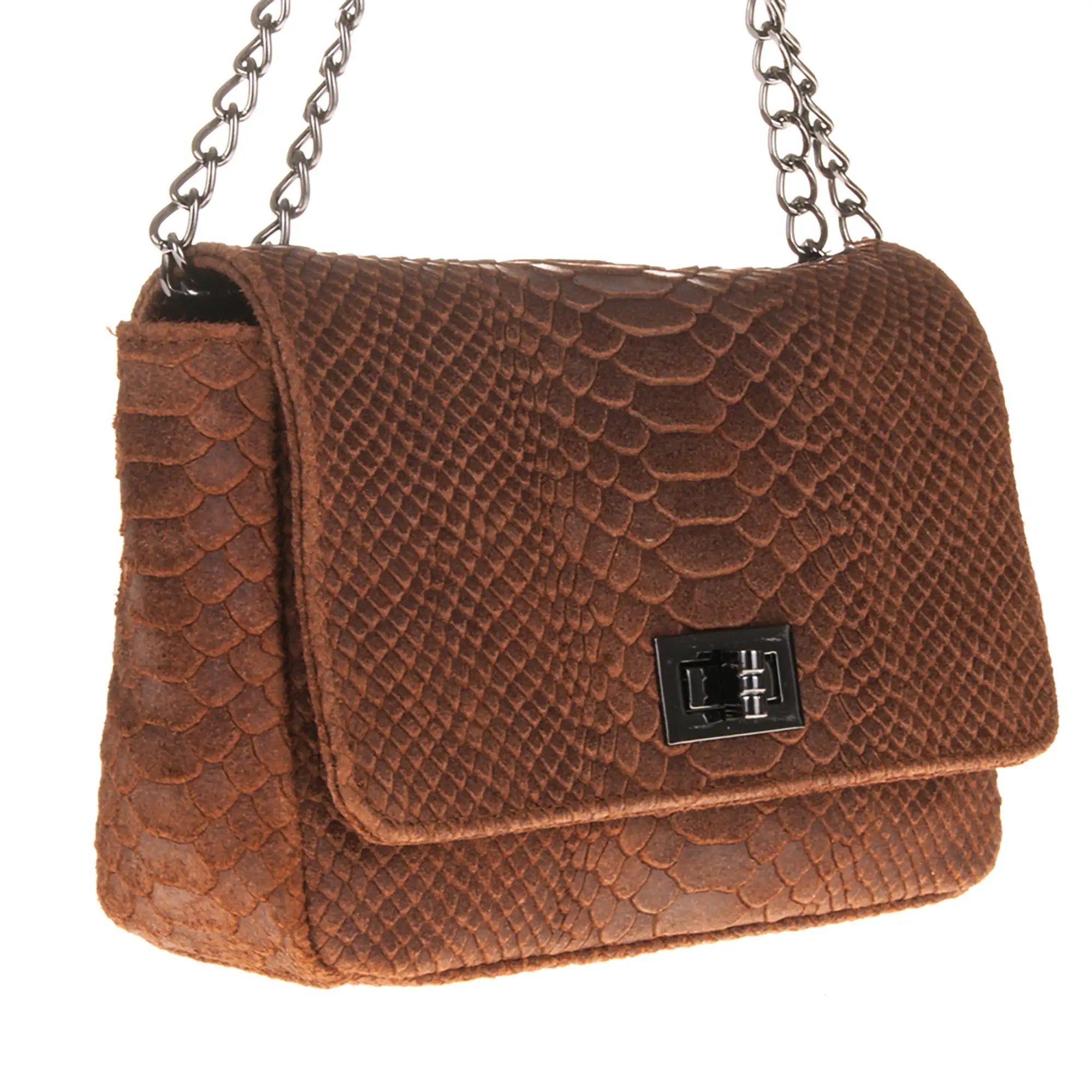 Monteriggioni Bolso bandolera Mujer.Piel auténtica Gamuza Grabado Serpiente 