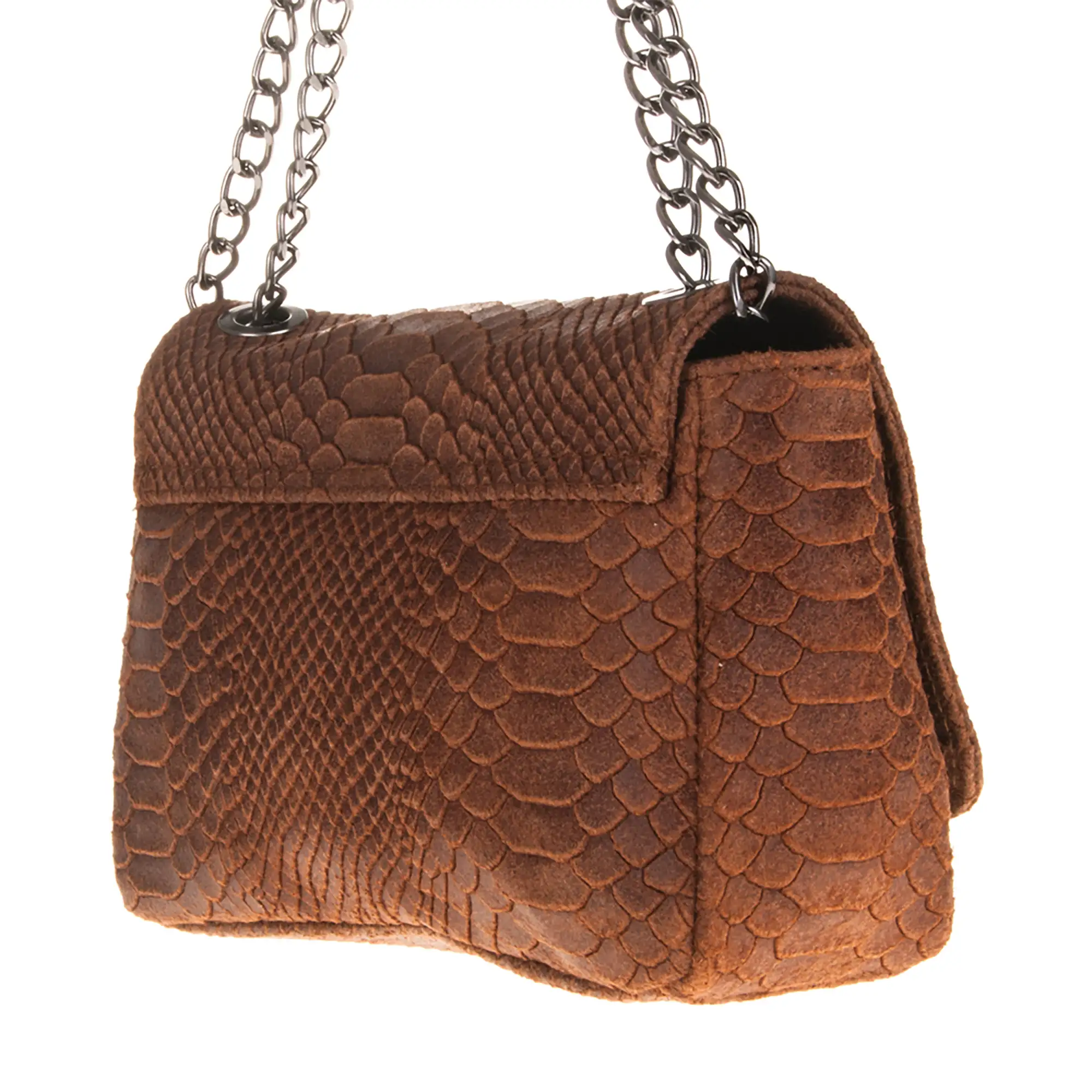 Monteriggioni Bolso bandolera Mujer.Piel auténtica Gamuza Grabado Serpiente 