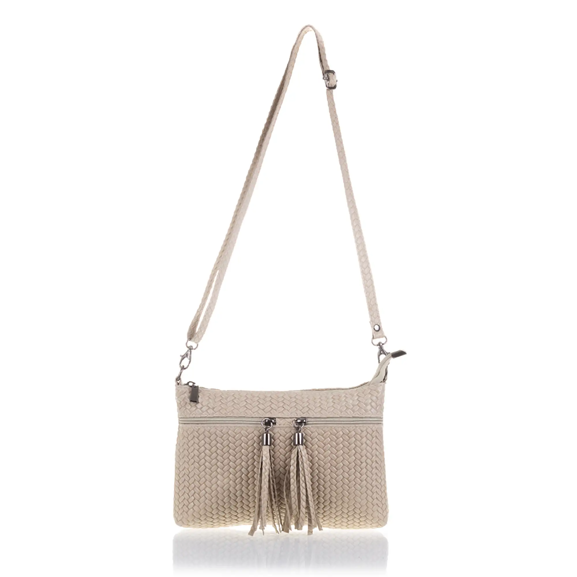 Oderzo Bolso bandolera Mujer.Piel auténtica Gamuza Grabado Espiga 