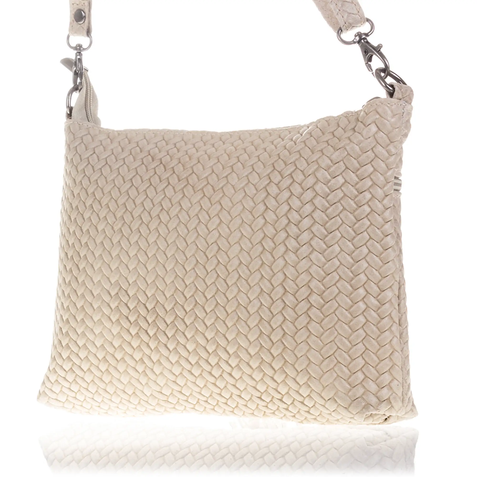 Oderzo Bolso bandolera Mujer.Piel auténtica Gamuza Grabado Espiga 