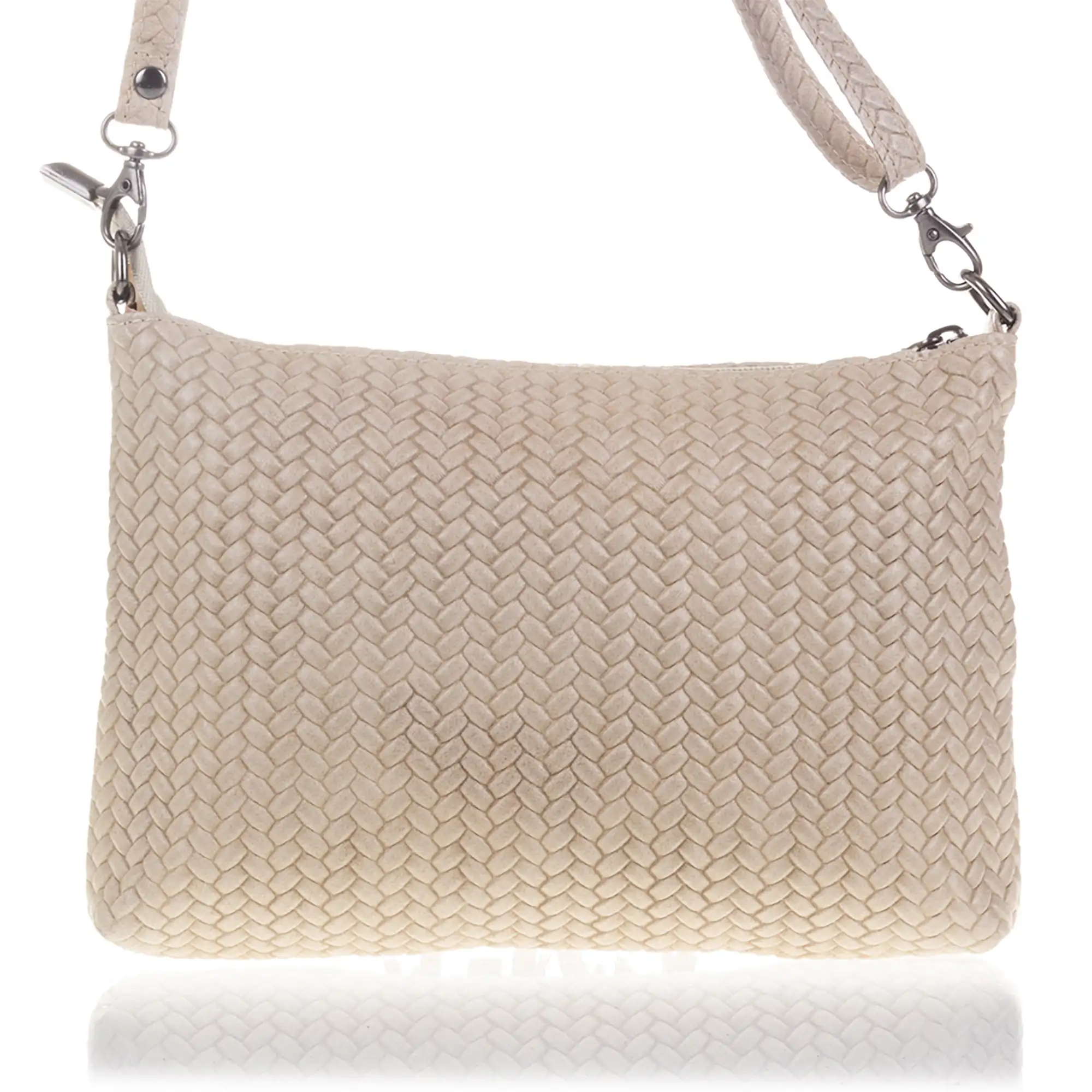 Oderzo Bolso bandolera Mujer.Piel auténtica Gamuza Grabado Espiga 