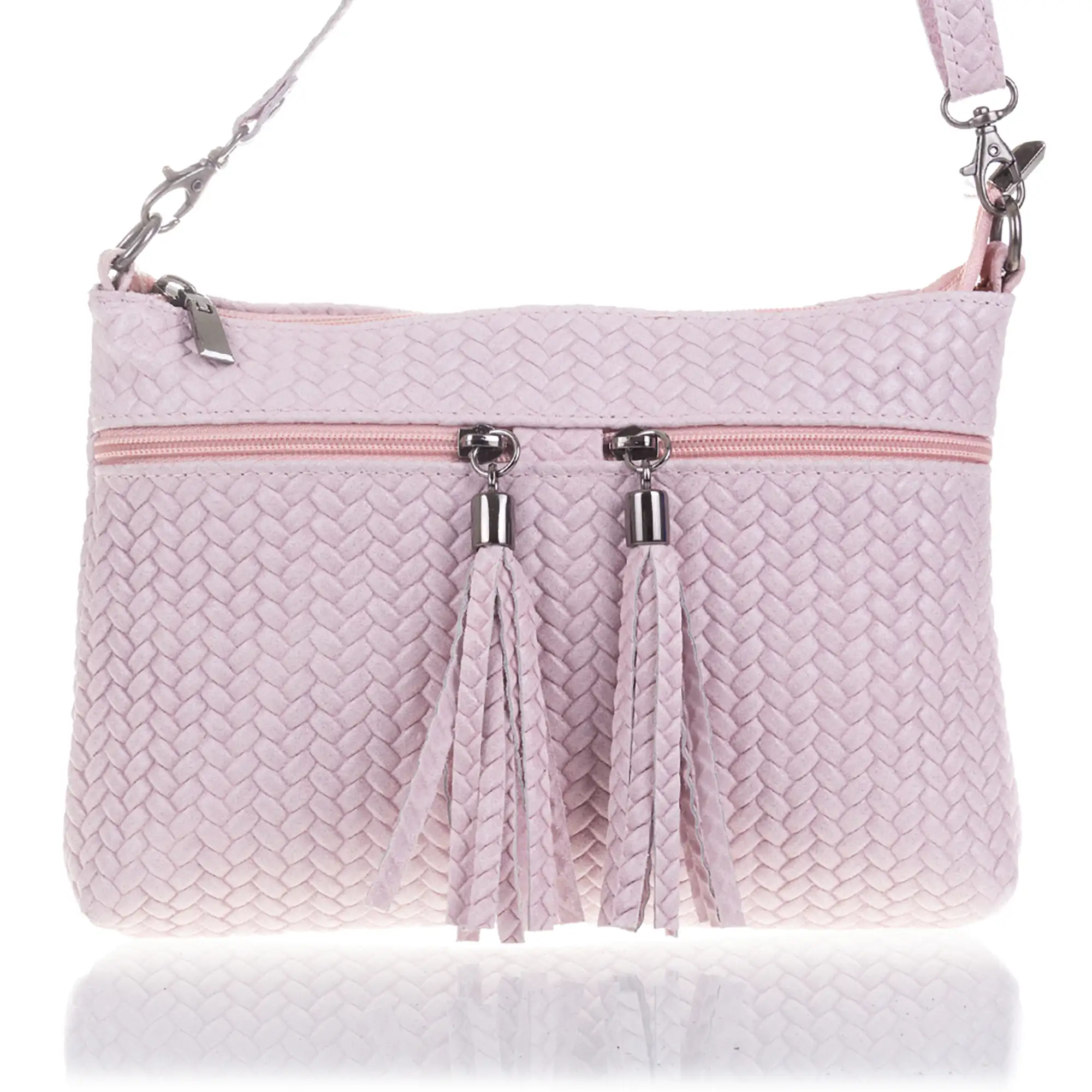 Oderzo Bolso bandolera Mujer.Piel auténtica Gamuza Grabado Espiga 
