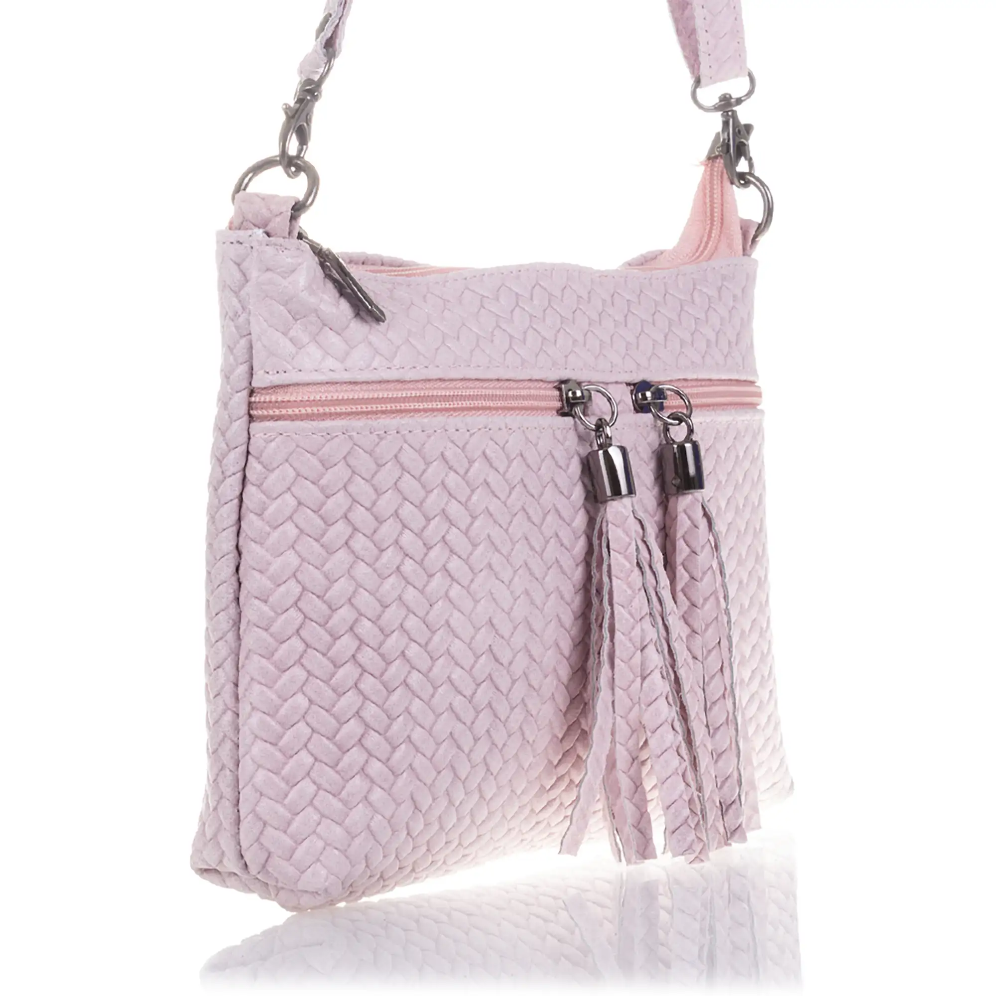 Oderzo Bolso bandolera Mujer.Piel auténtica Gamuza Grabado Espiga 