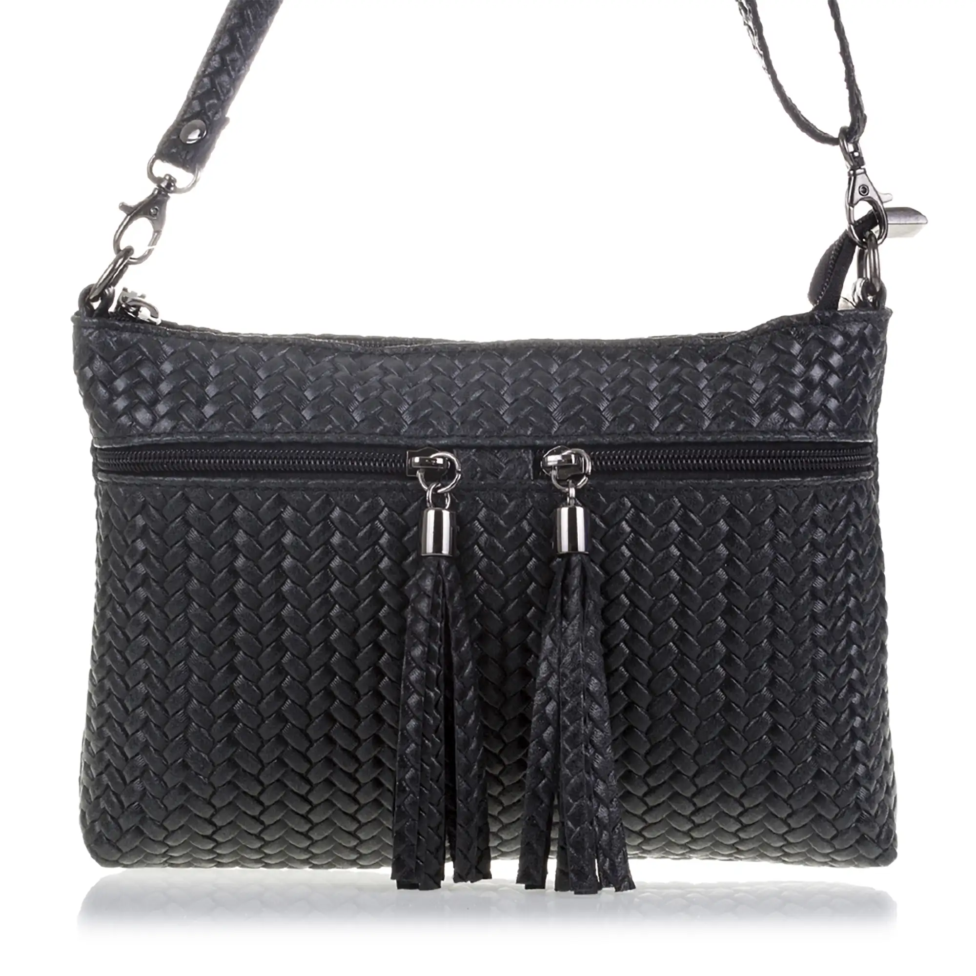 Oderzo Bolso bandolera Mujer.Piel auténtica Gamuza Grabado Espiga 