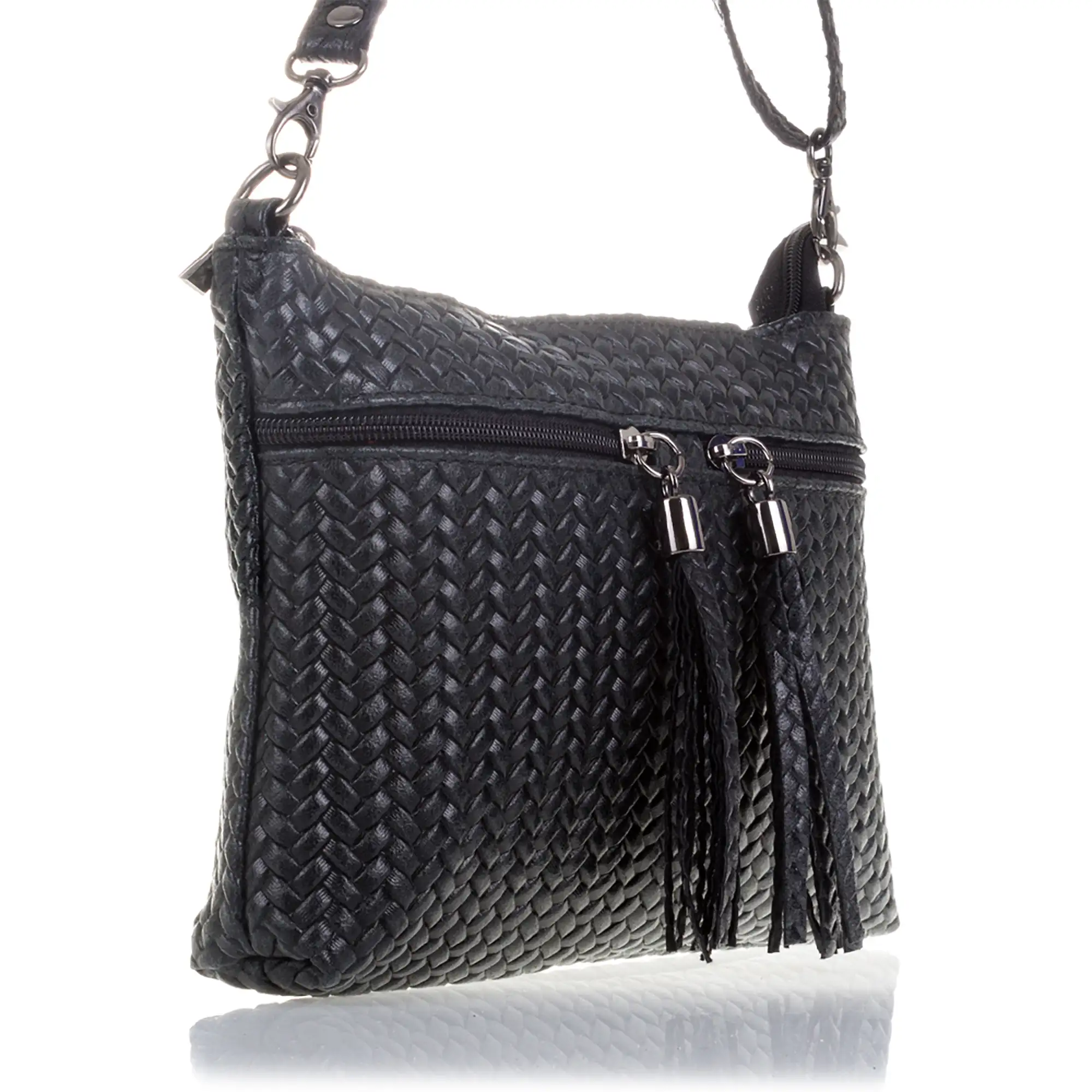 Oderzo Bolso bandolera Mujer.Piel auténtica Gamuza Grabado Espiga 