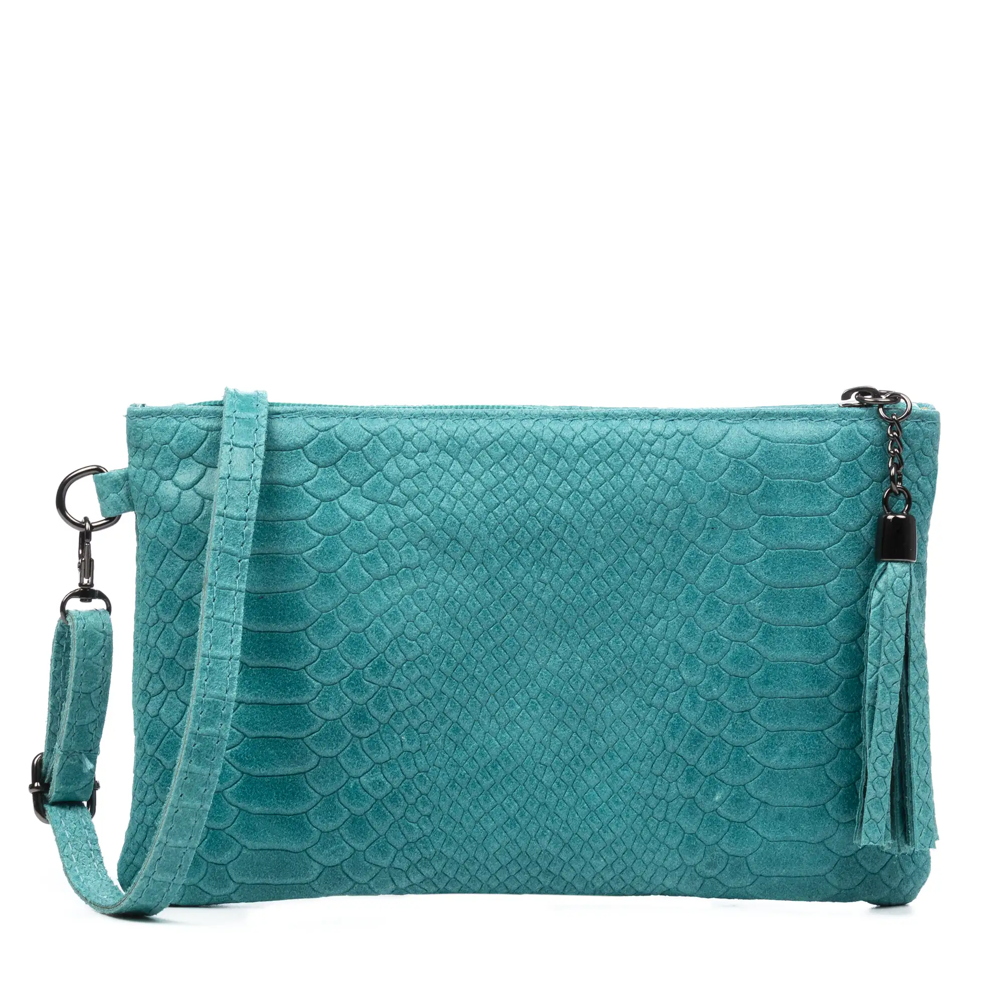 Oleggio Bolso bandolera Mujer.Piel auténtica Gamuza Grabado Serpiente 