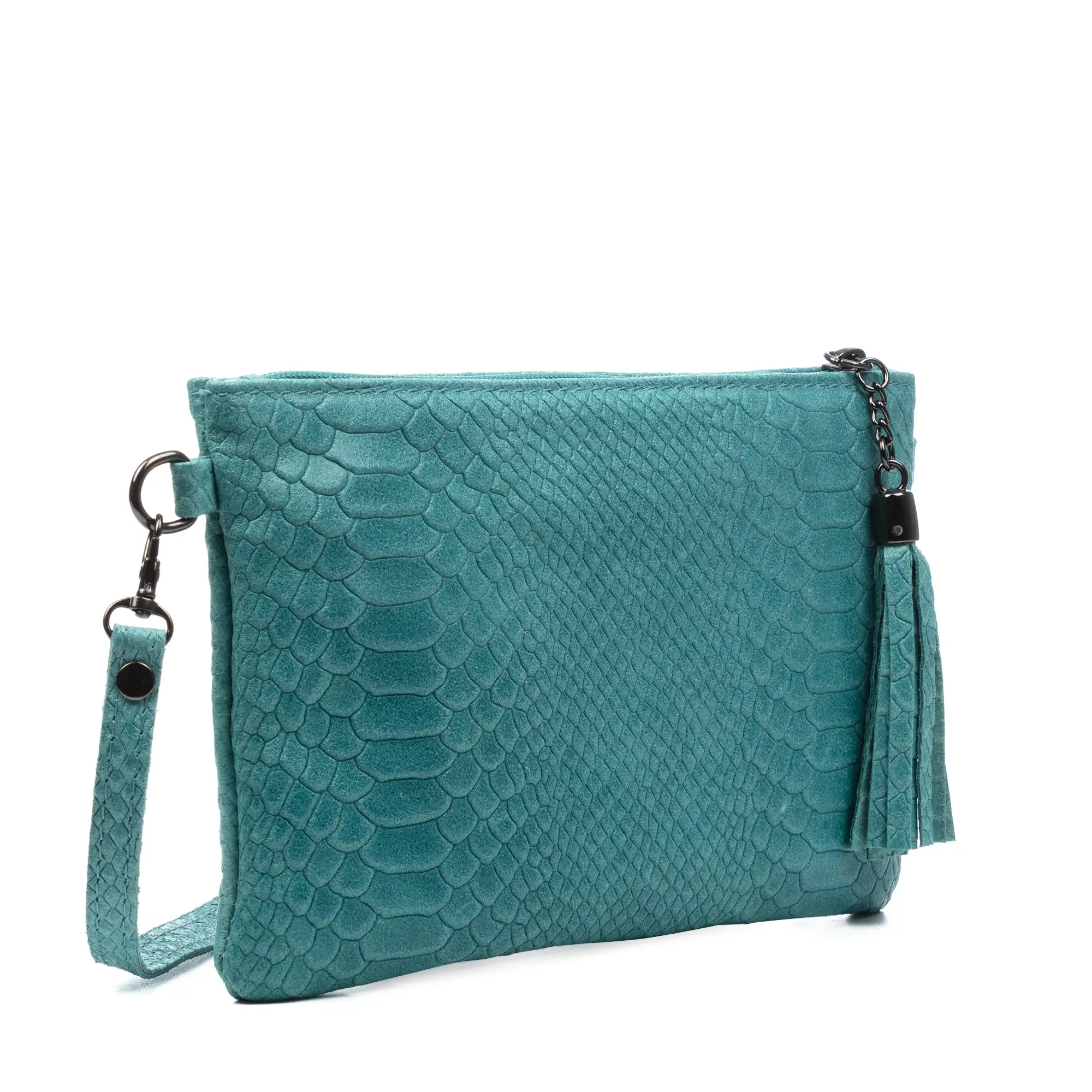 Oleggio Bolso bandolera Mujer.Piel auténtica Gamuza Grabado Serpiente 
