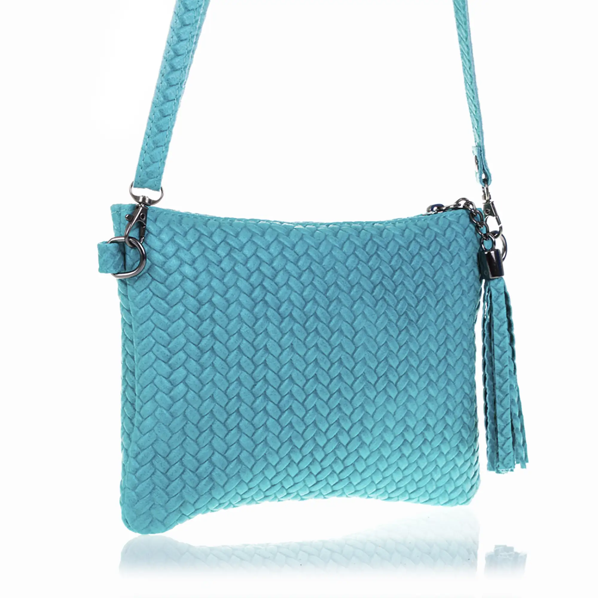 Oleggio Bolso bandolera Mujer.Piel auténtica Gamuza Grabado Espiga 
