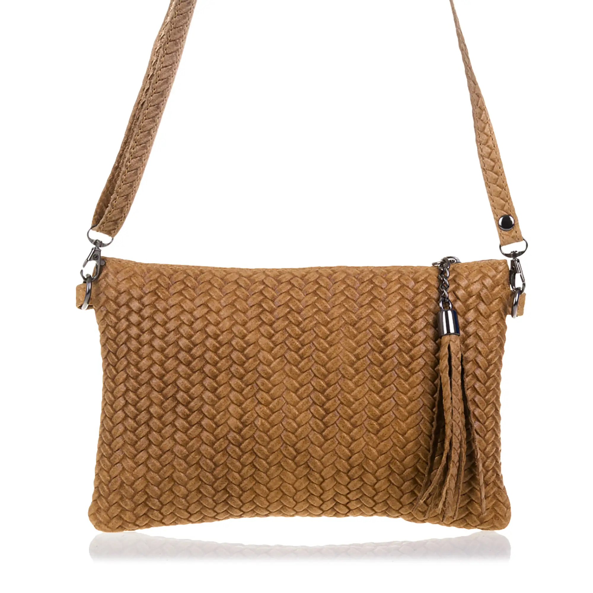 Oleggio Bolso bandolera Mujer.Piel auténtica Gamuza Grabado Espiga 