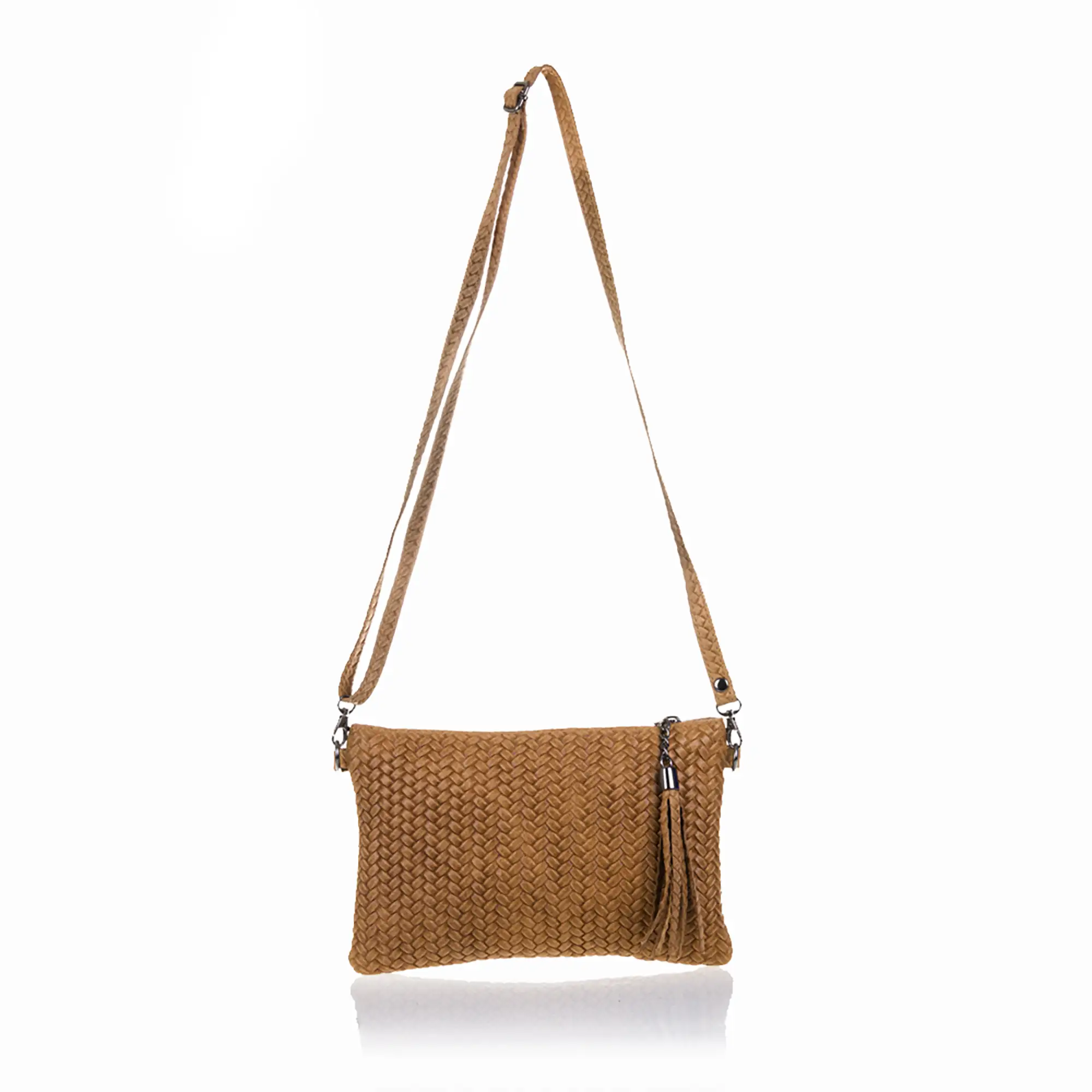 Oleggio Bolso bandolera Mujer.Piel auténtica Gamuza Grabado Espiga 