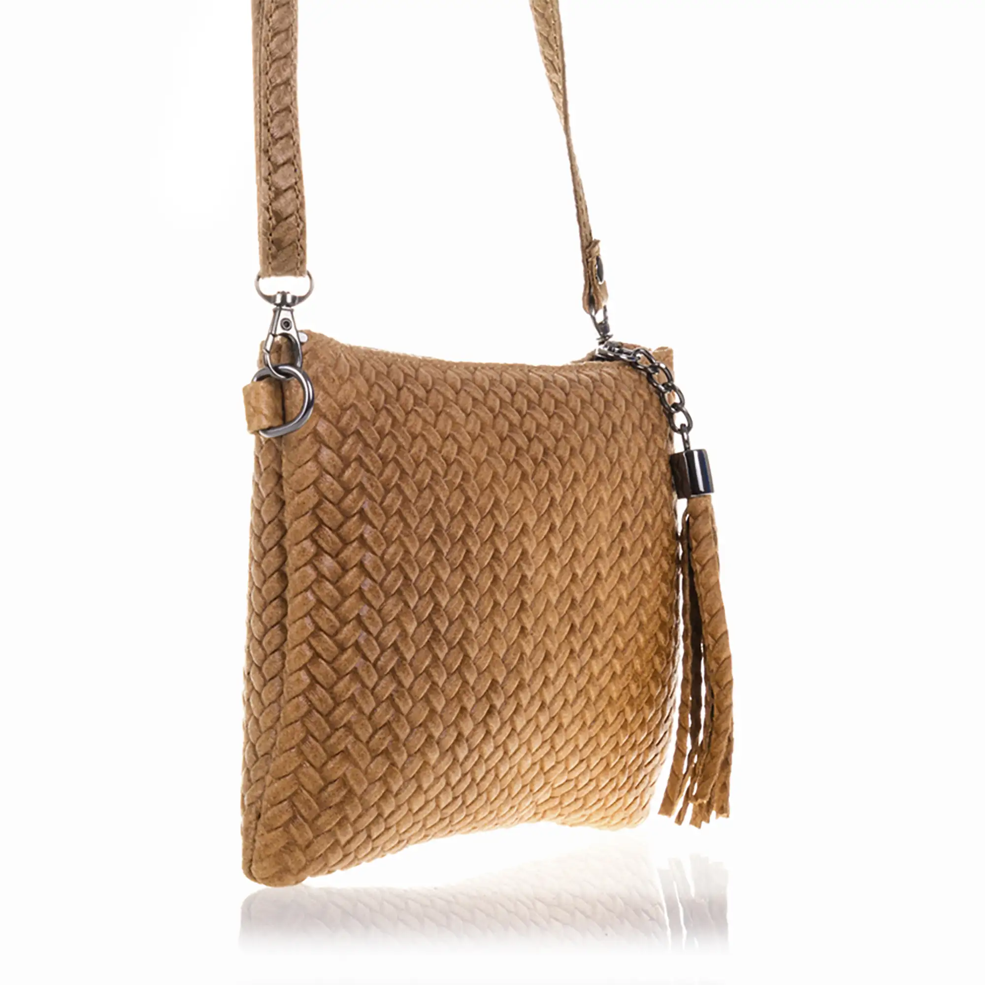 Oleggio Bolso bandolera Mujer.Piel auténtica Gamuza Grabado Espiga 