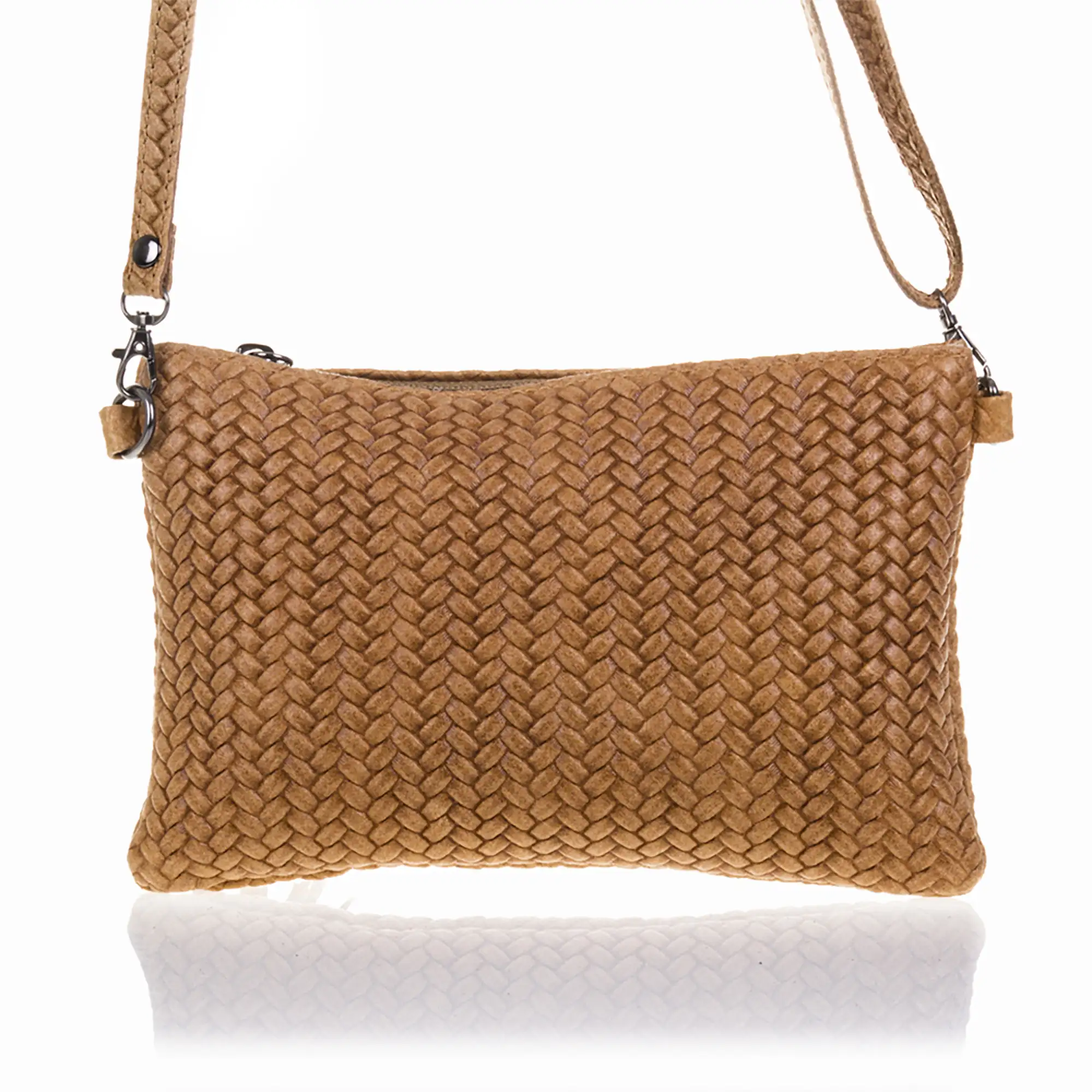 Oleggio Bolso bandolera Mujer.Piel auténtica Gamuza Grabado Espiga 