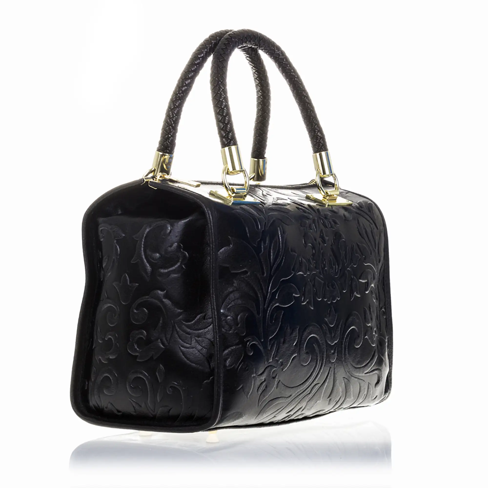 Faenza Bolso tote Mujer.Piel auténtica Gamuza Grabado Flores 