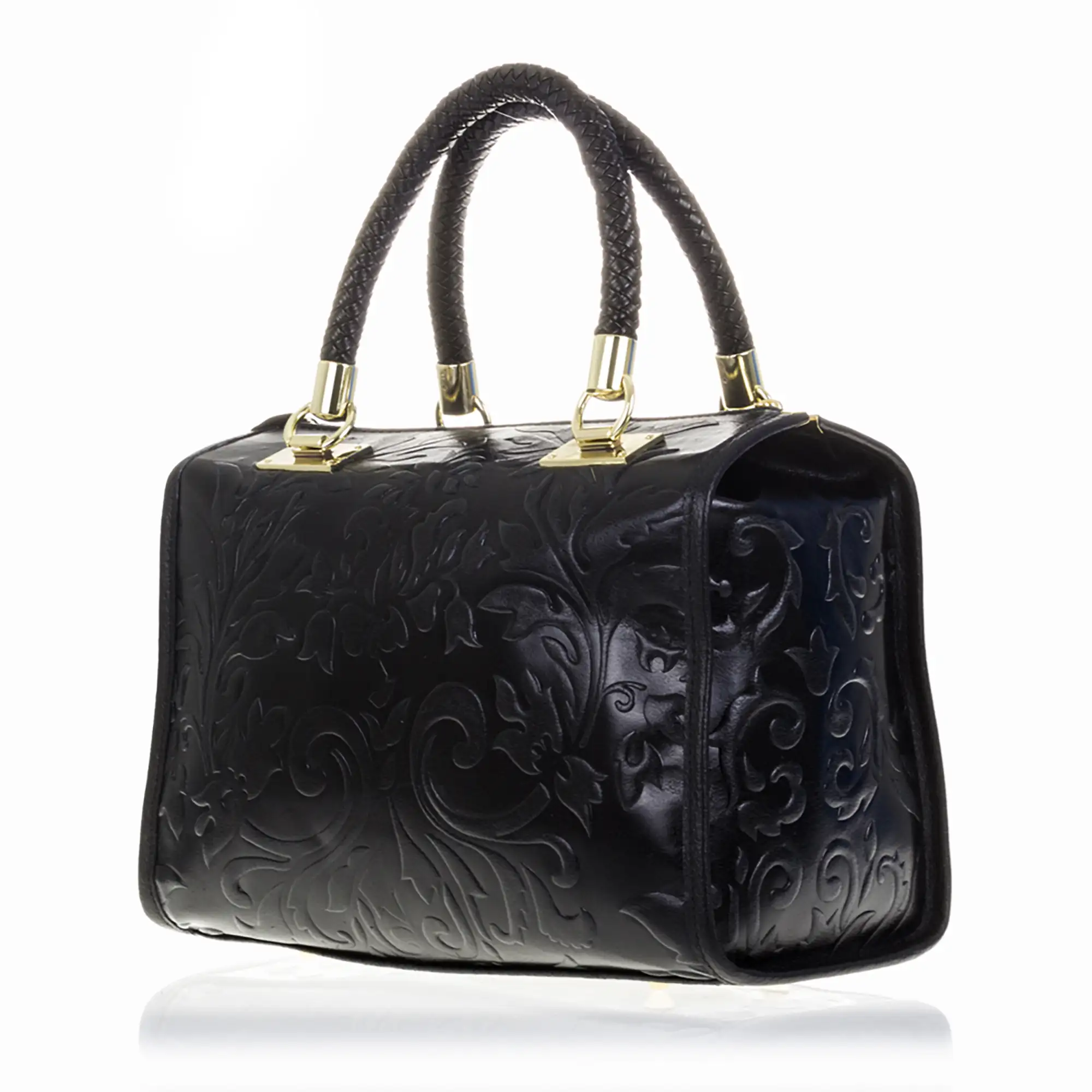 Faenza Bolso tote Mujer.Piel auténtica Gamuza Grabado Flores 