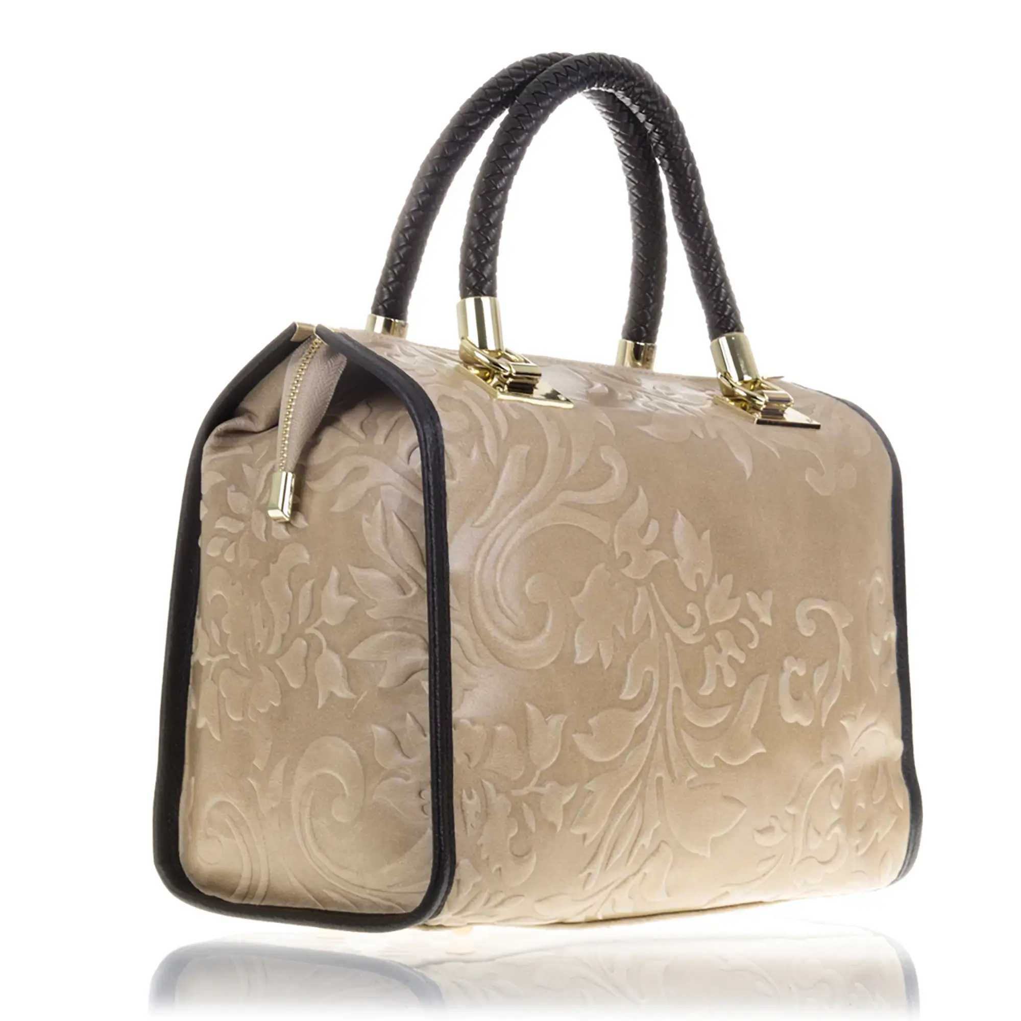 Faenza Bolso tote Mujer.Piel auténtica Gamuza Grabado Flores 