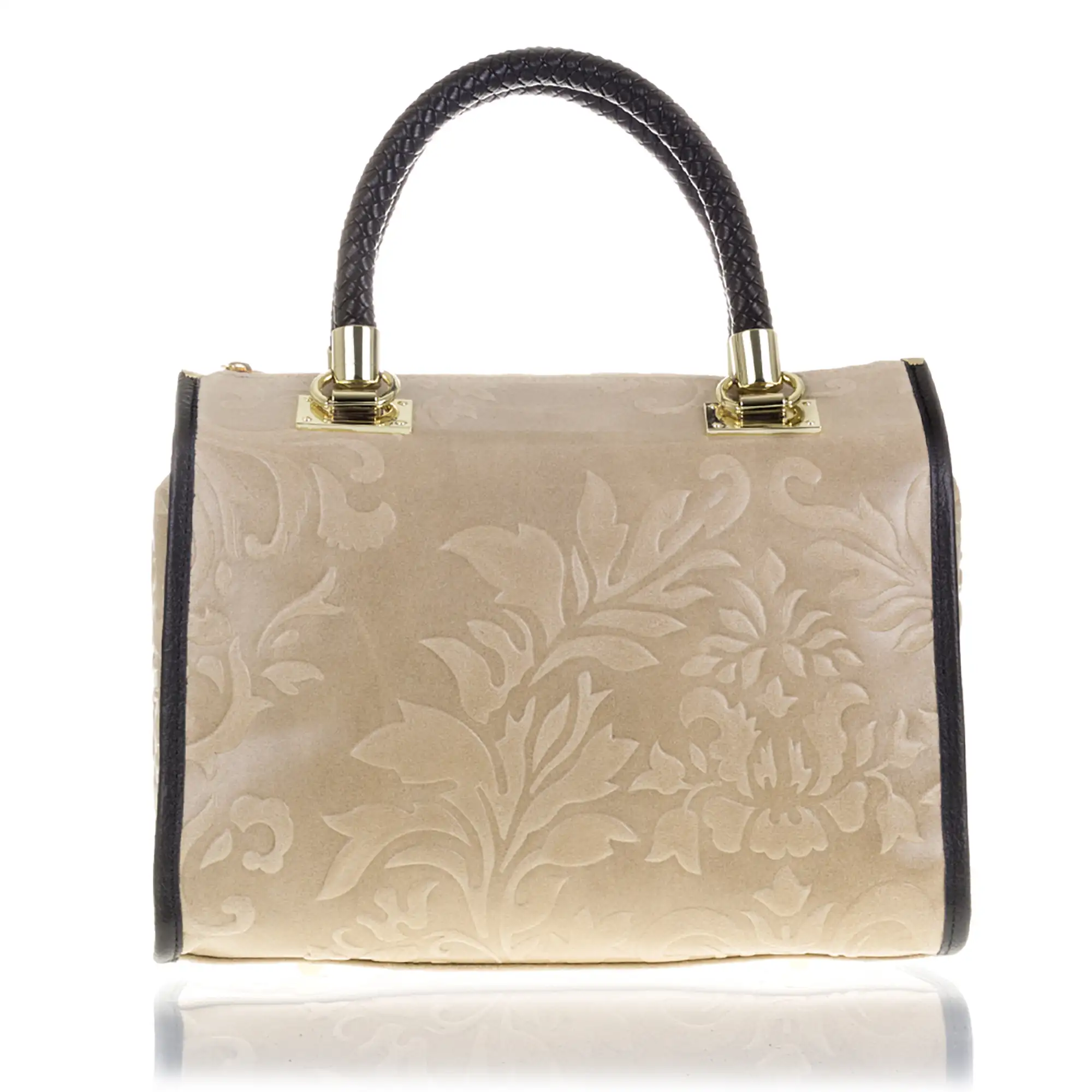 Faenza Bolso tote Mujer.Piel auténtica Gamuza Grabado Flores 