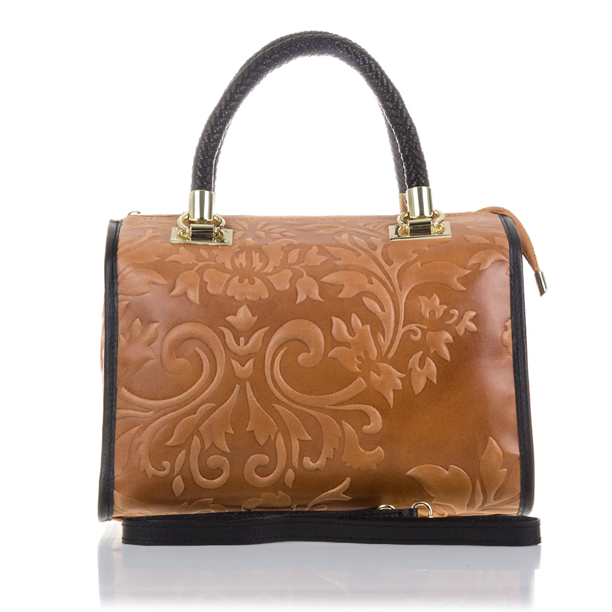 Faenza Bolso tote Mujer.Piel auténtica Gamuza Grabado Flores 