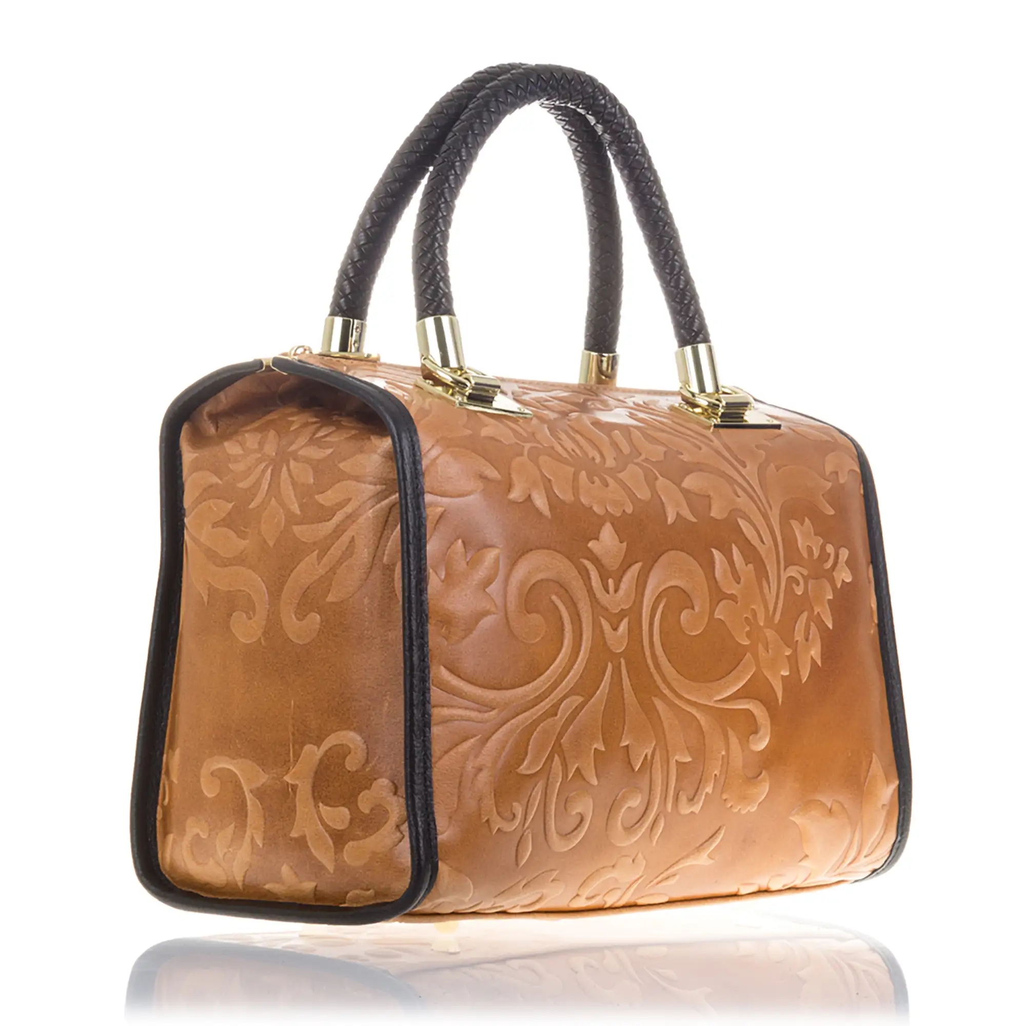Faenza Bolso tote Mujer.Piel auténtica Gamuza Grabado Flores 