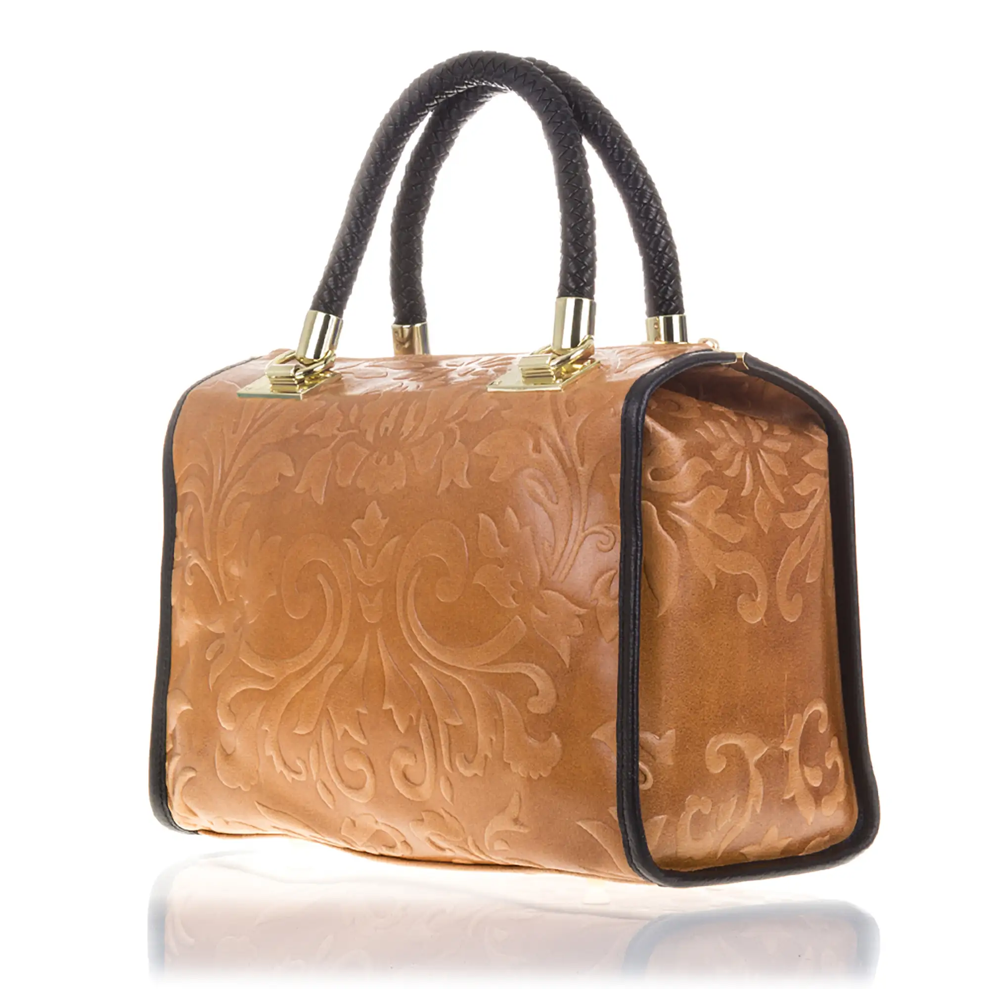 Faenza Bolso tote Mujer.Piel auténtica Gamuza Grabado Flores 