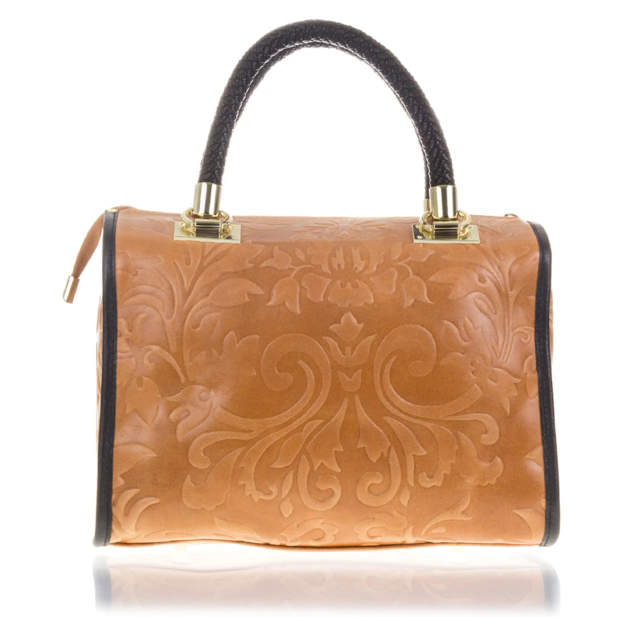 Faenza Bolso tote Mujer.Piel auténtica Gamuza Grabado Flores 
